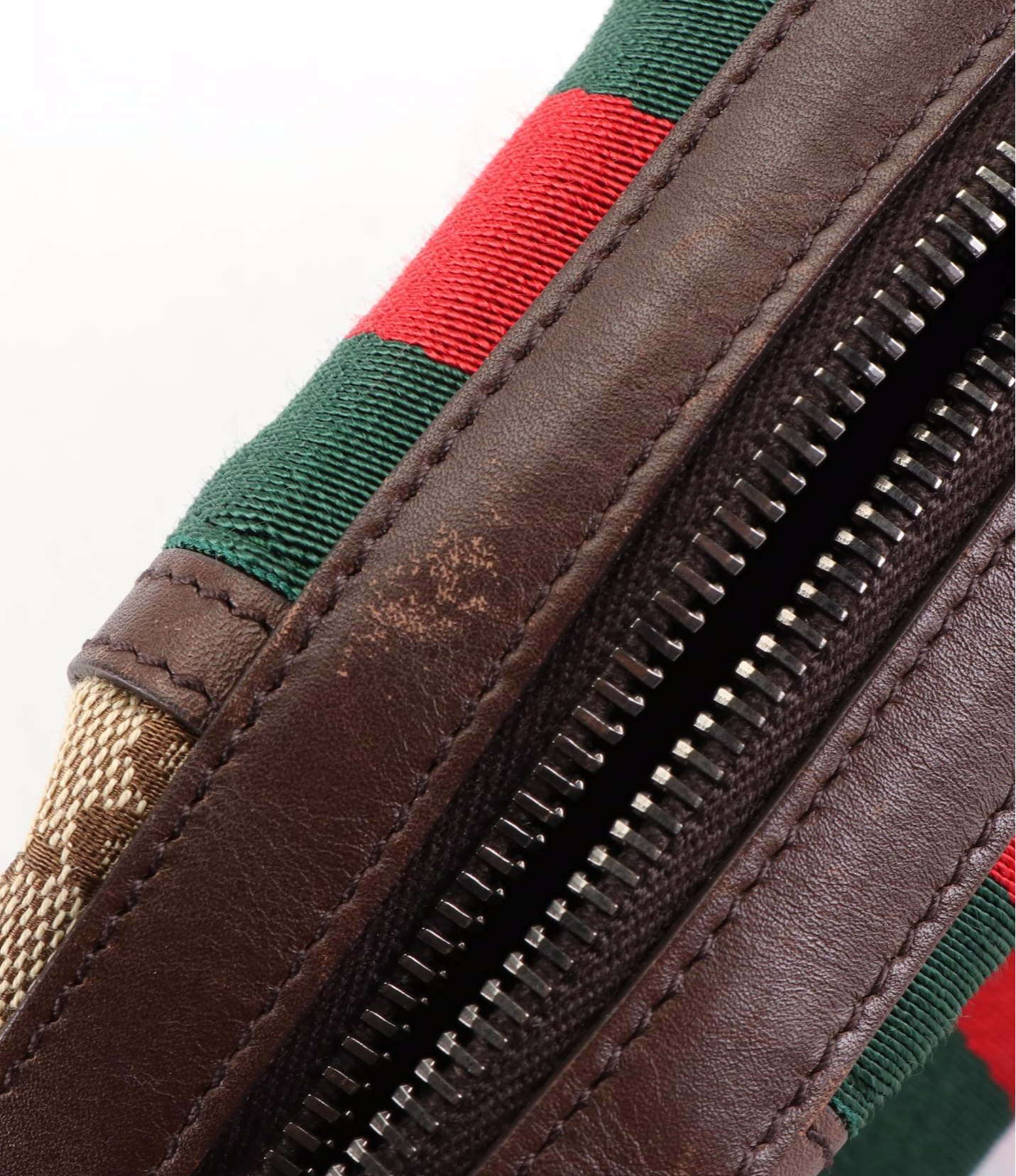 Gucci GG Web Canvas and Leather Pouch