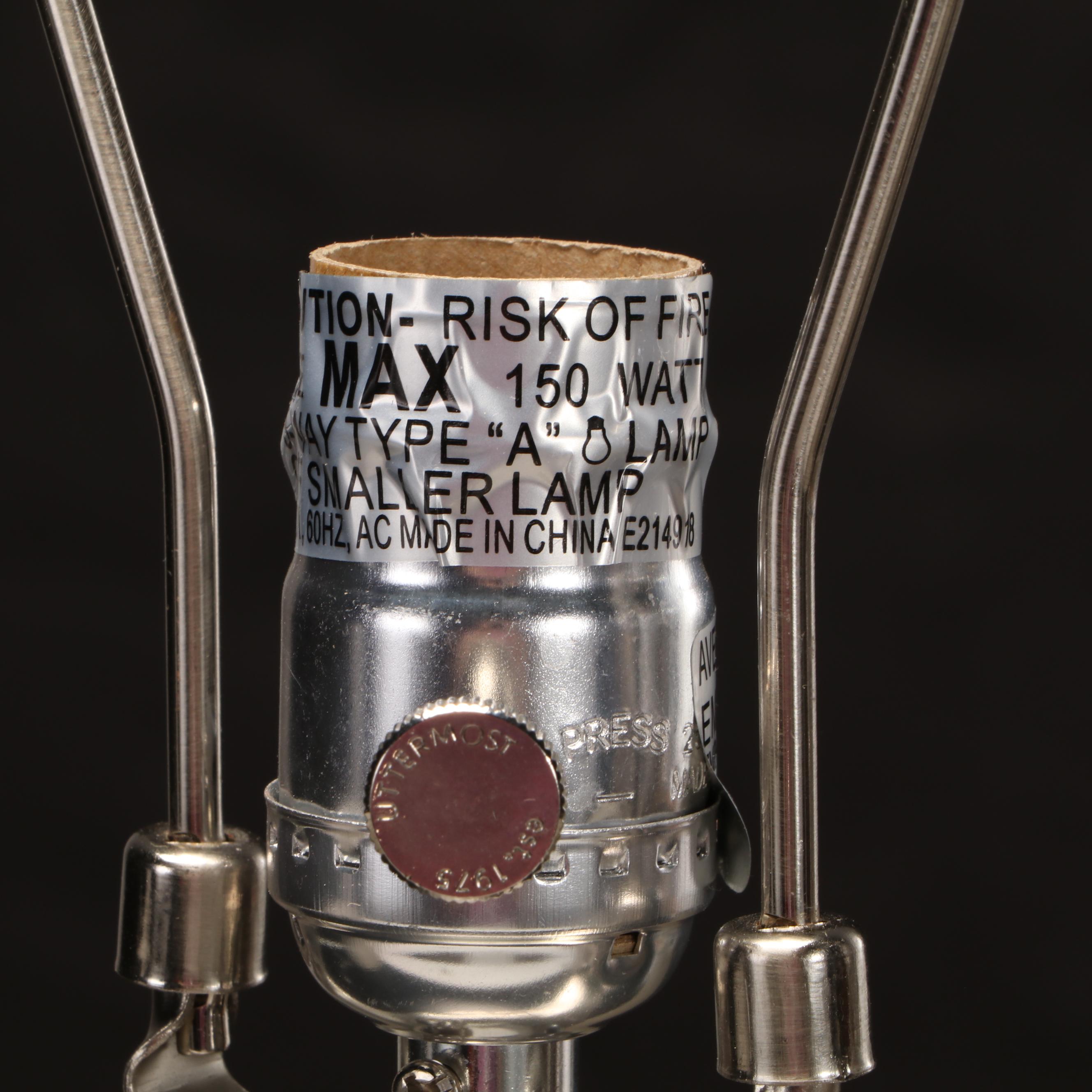 Uttermost "Cabret" White Ceramic Table Lamps With Grey Drum Shades, 2017