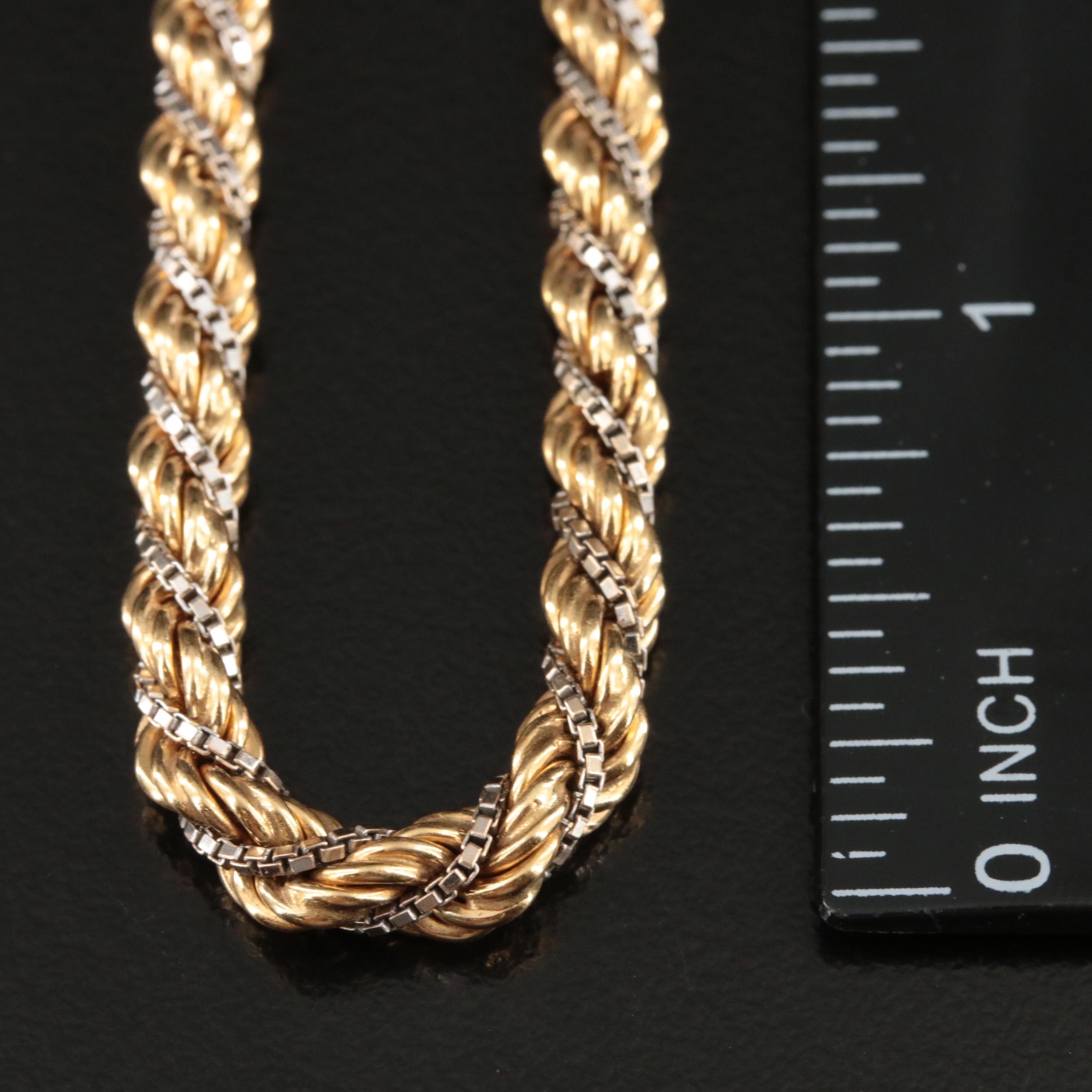 18K Rope and Box Chain Necklace