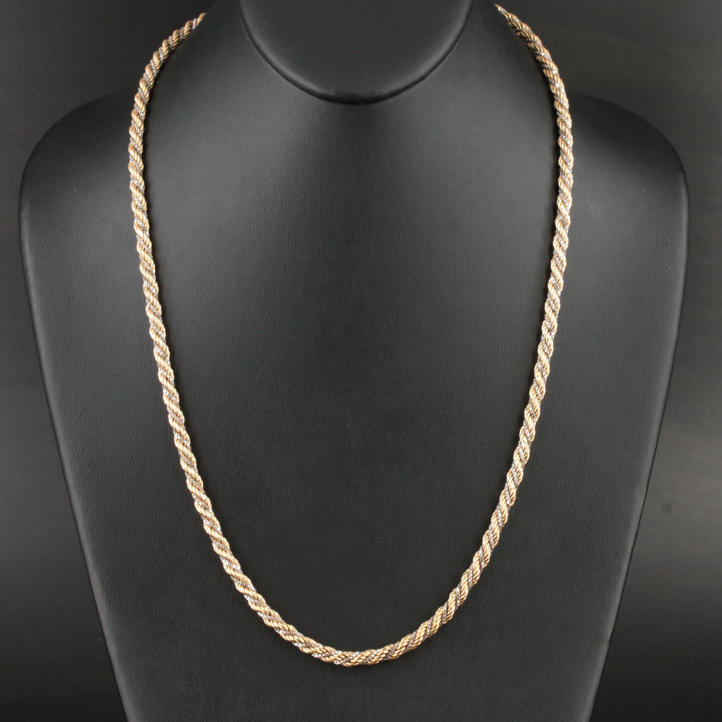 18K Rope and Box Chain Necklace