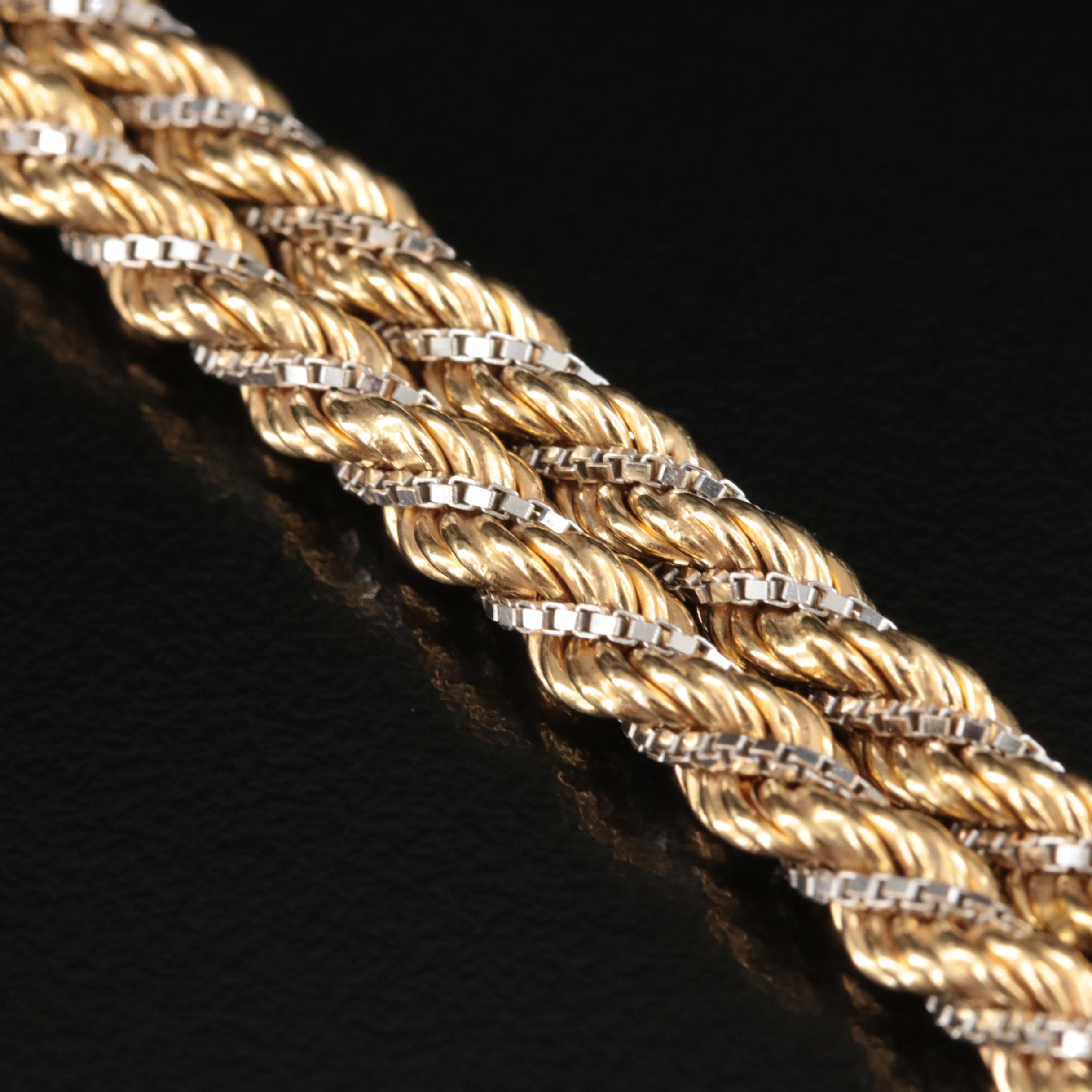 18K Rope and Box Chain Necklace