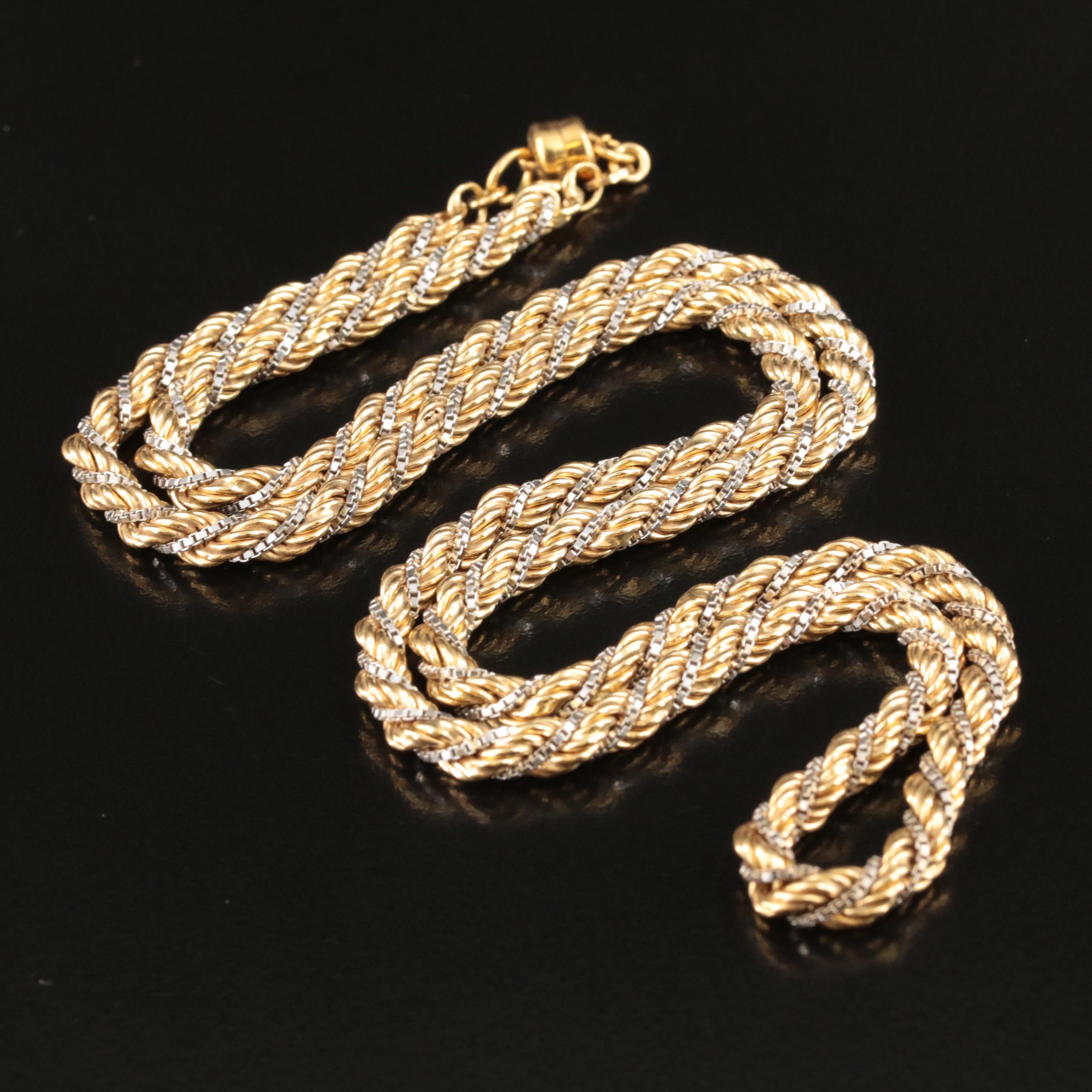 18K Rope and Box Chain Necklace