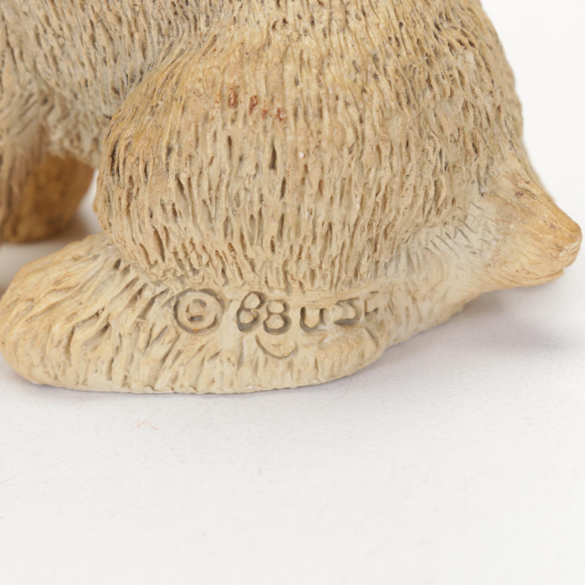 Ceramic Hunter Figurine in Glass Case with Other Dog Figurines, Mid-Late 20th C