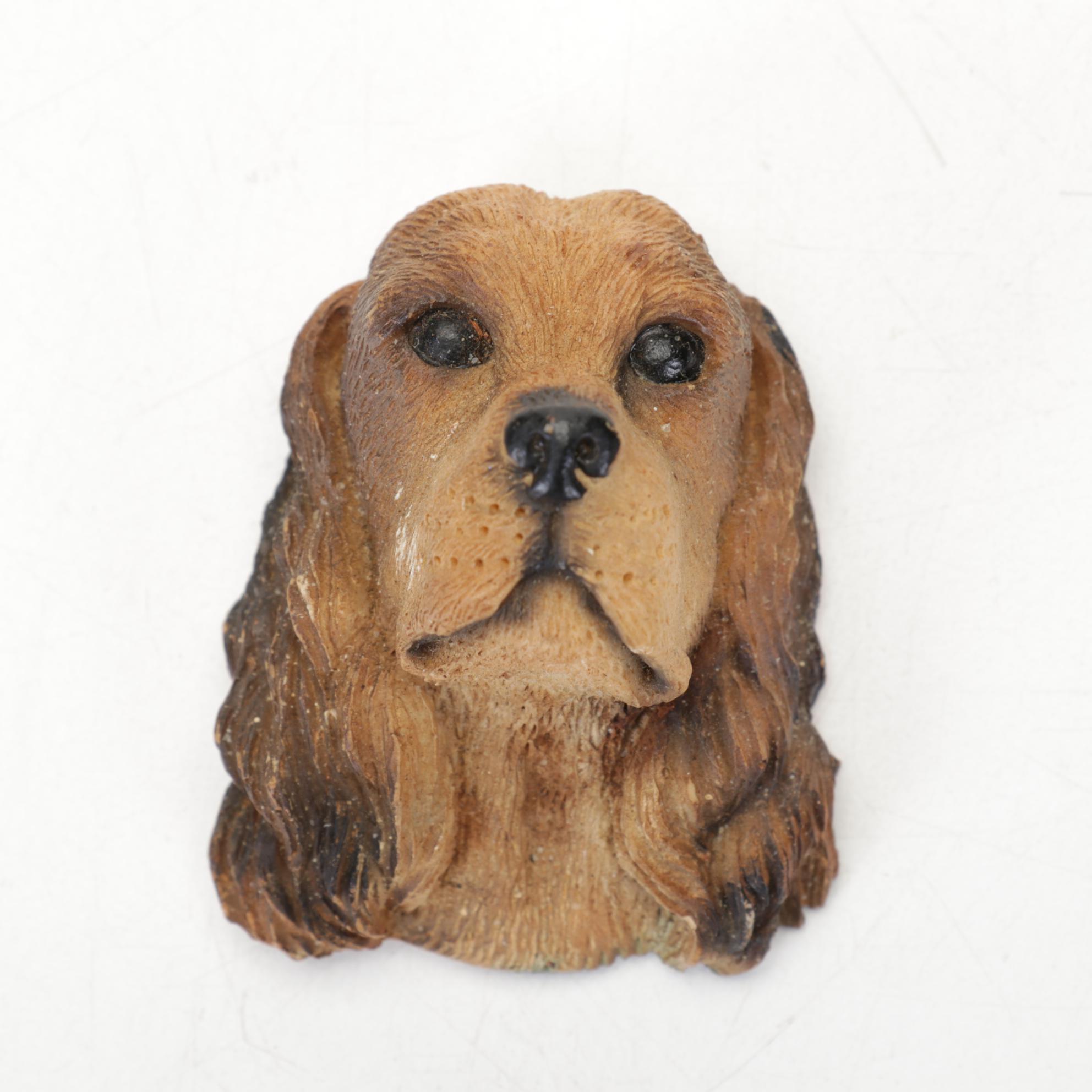 Ceramic Hunter Figurine in Glass Case with Other Dog Figurines, Mid-Late 20th C