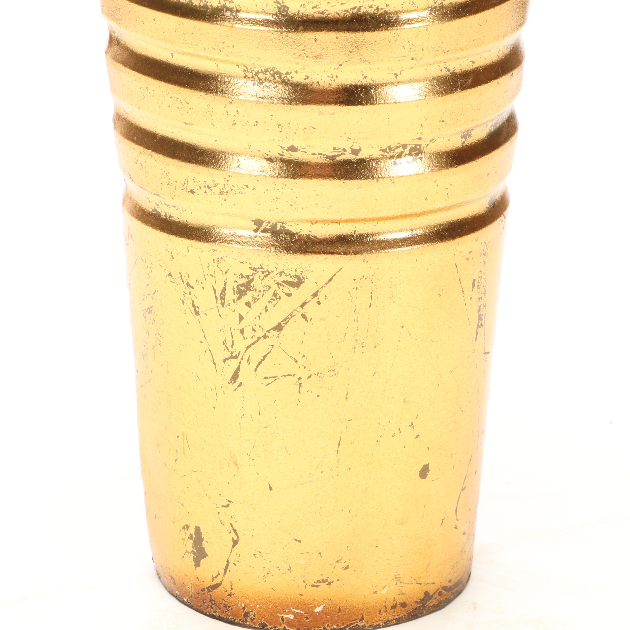 At Home Contemporary Gold Tone Metal Floor Vase