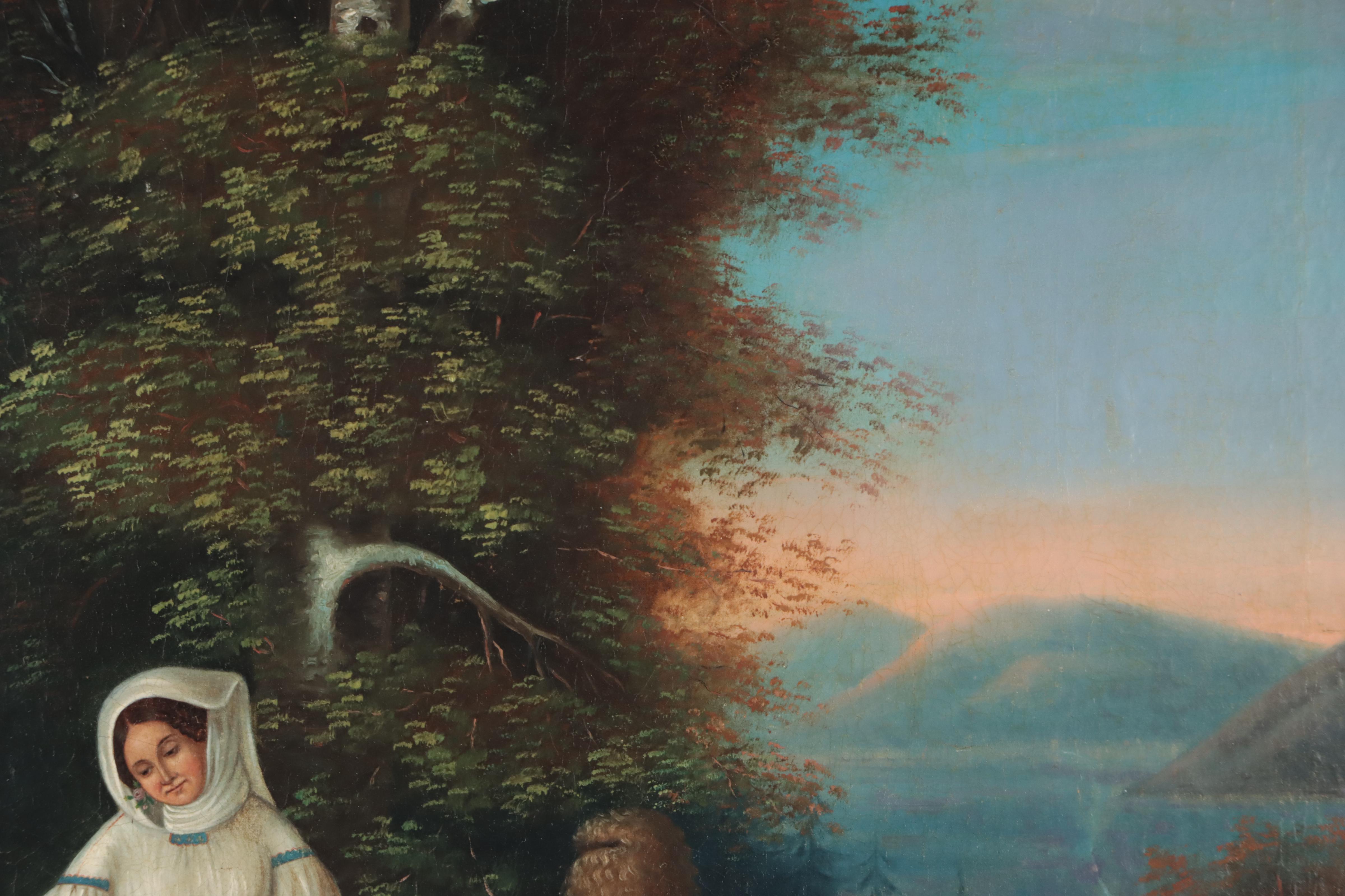 Istvan Szkicsak-Klinovszky Oil Painting "Vásárra nduló román család"