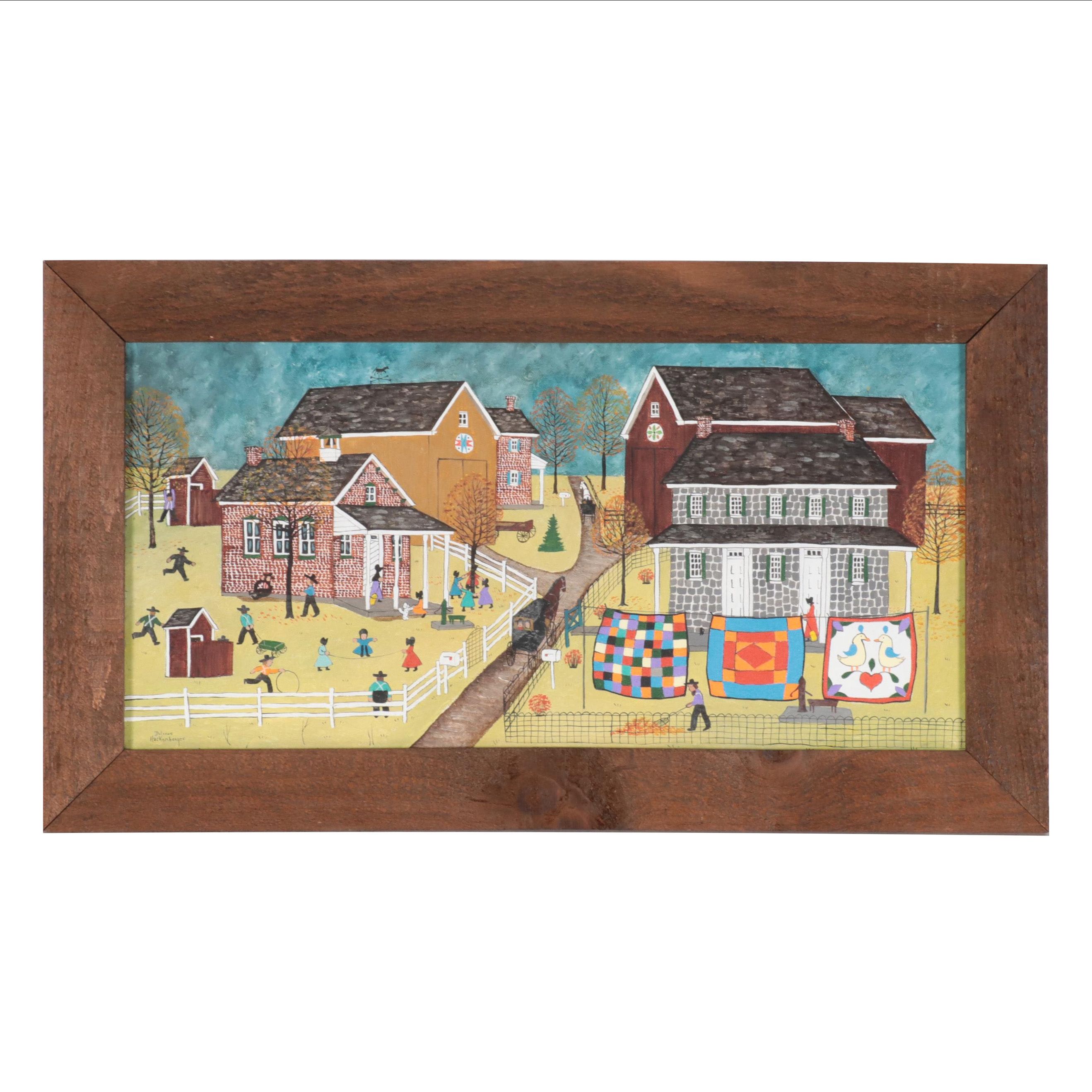 Dolores Hackenberger Folk Art Acrylic Painting "Dutch Country Autumn"