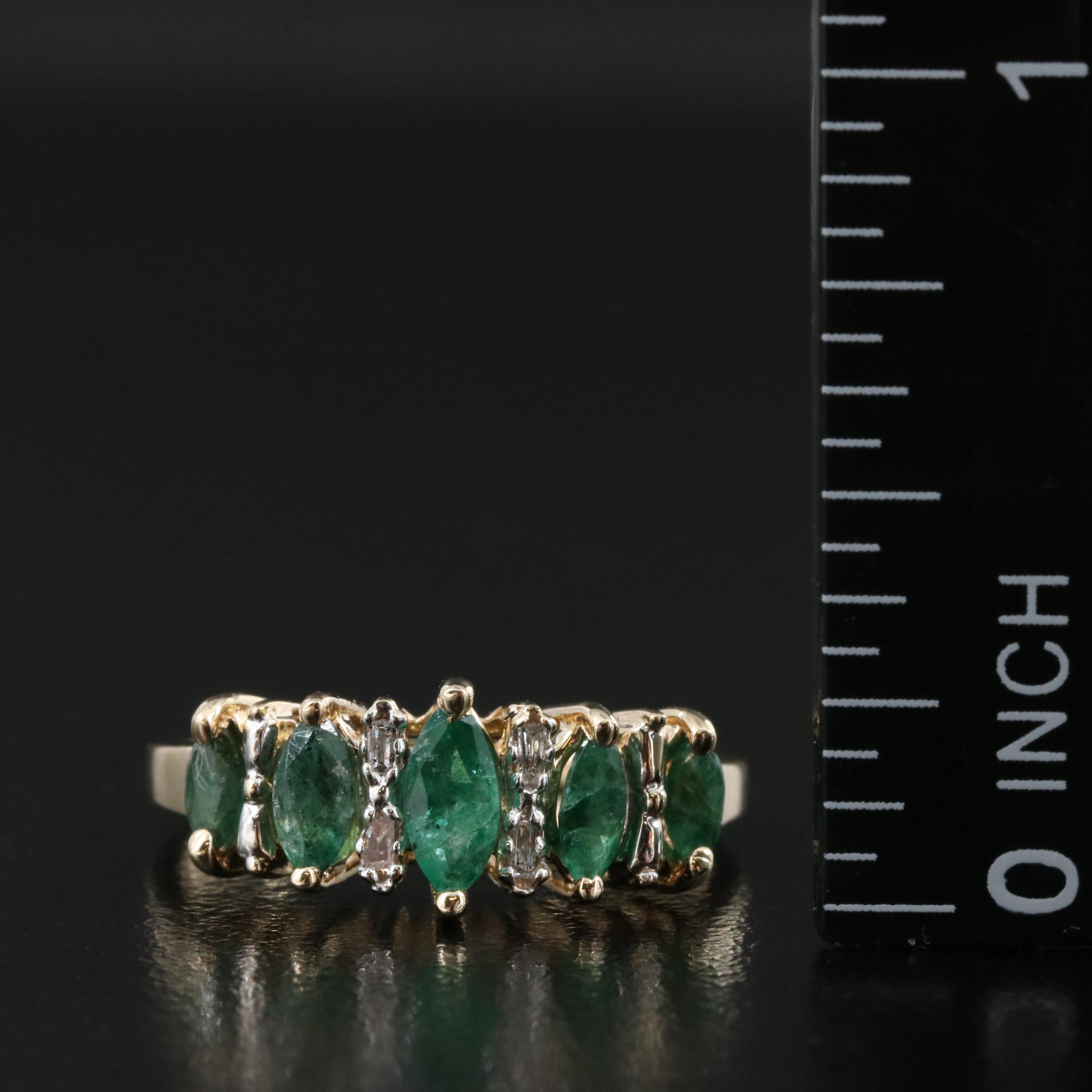 10K Emerald and Diamond Ring