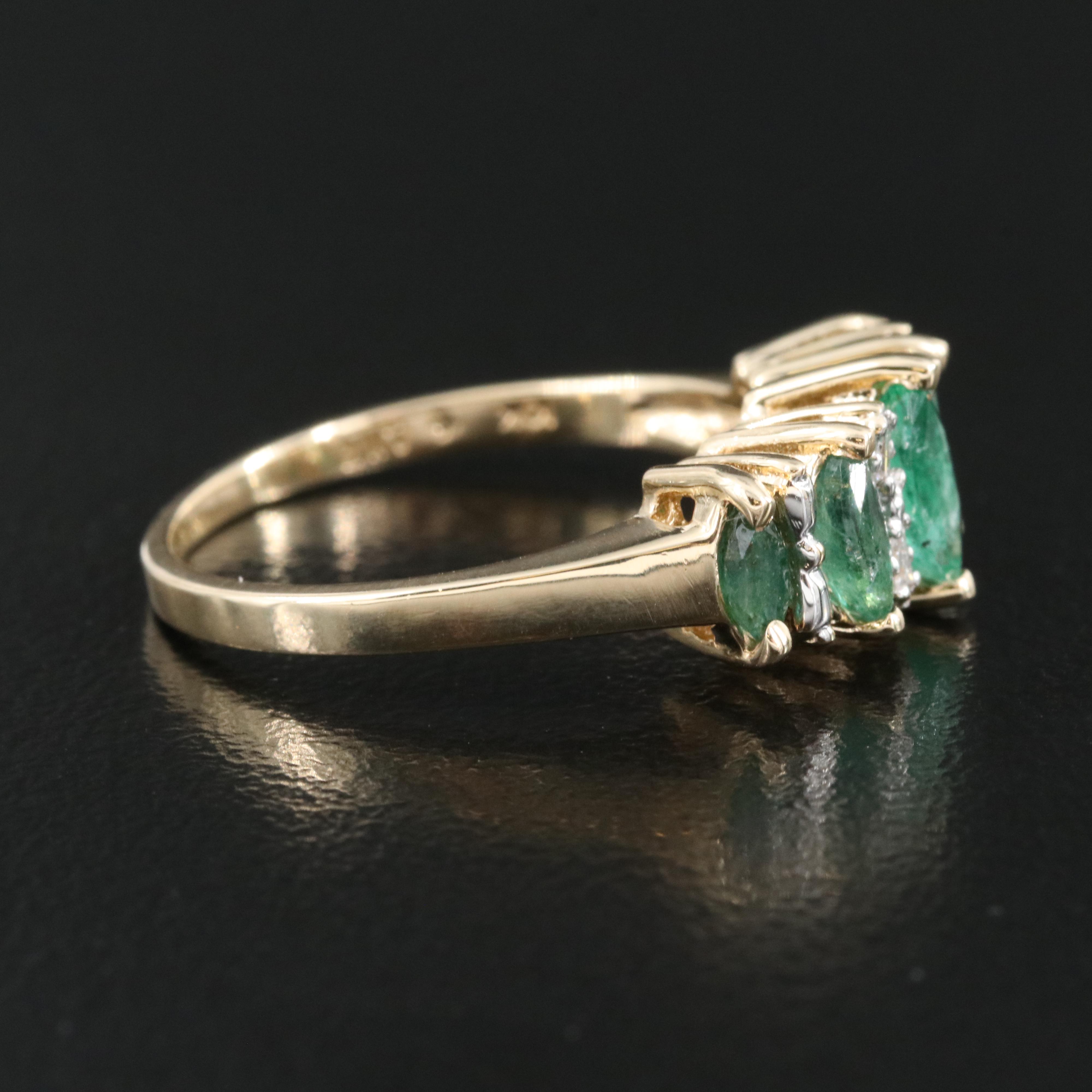 10K Emerald and Diamond Ring