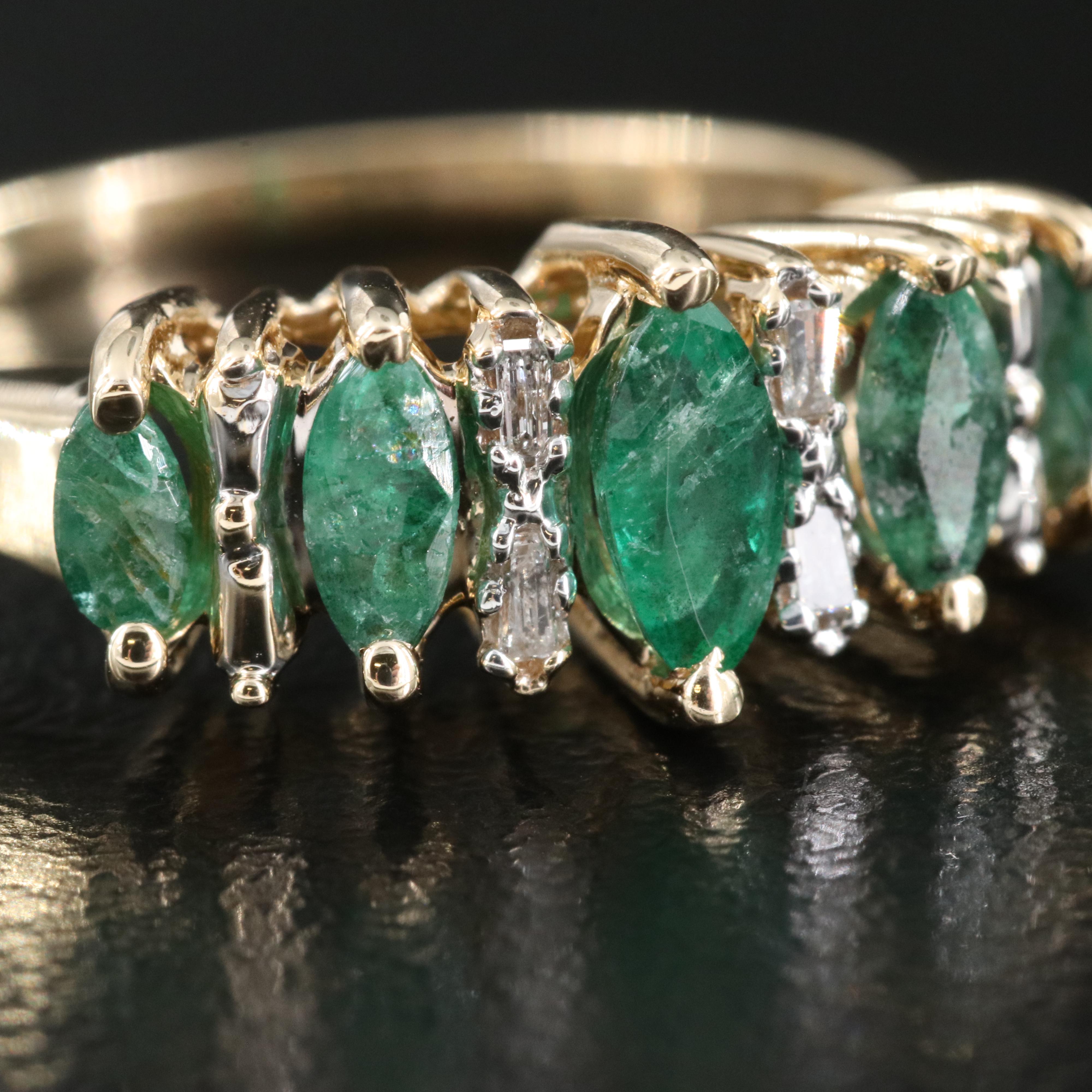 10K Emerald and Diamond Ring