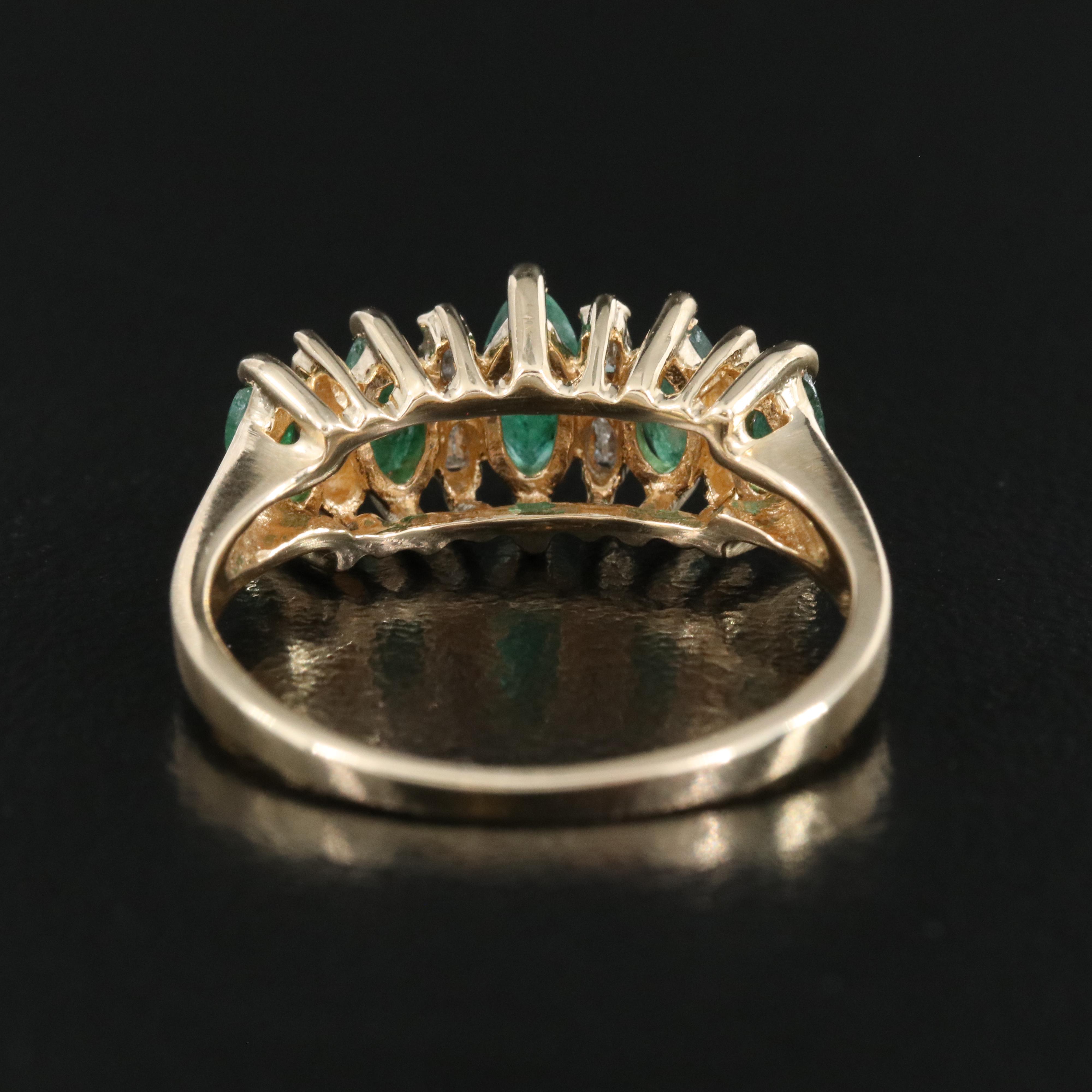 10K Emerald and Diamond Ring
