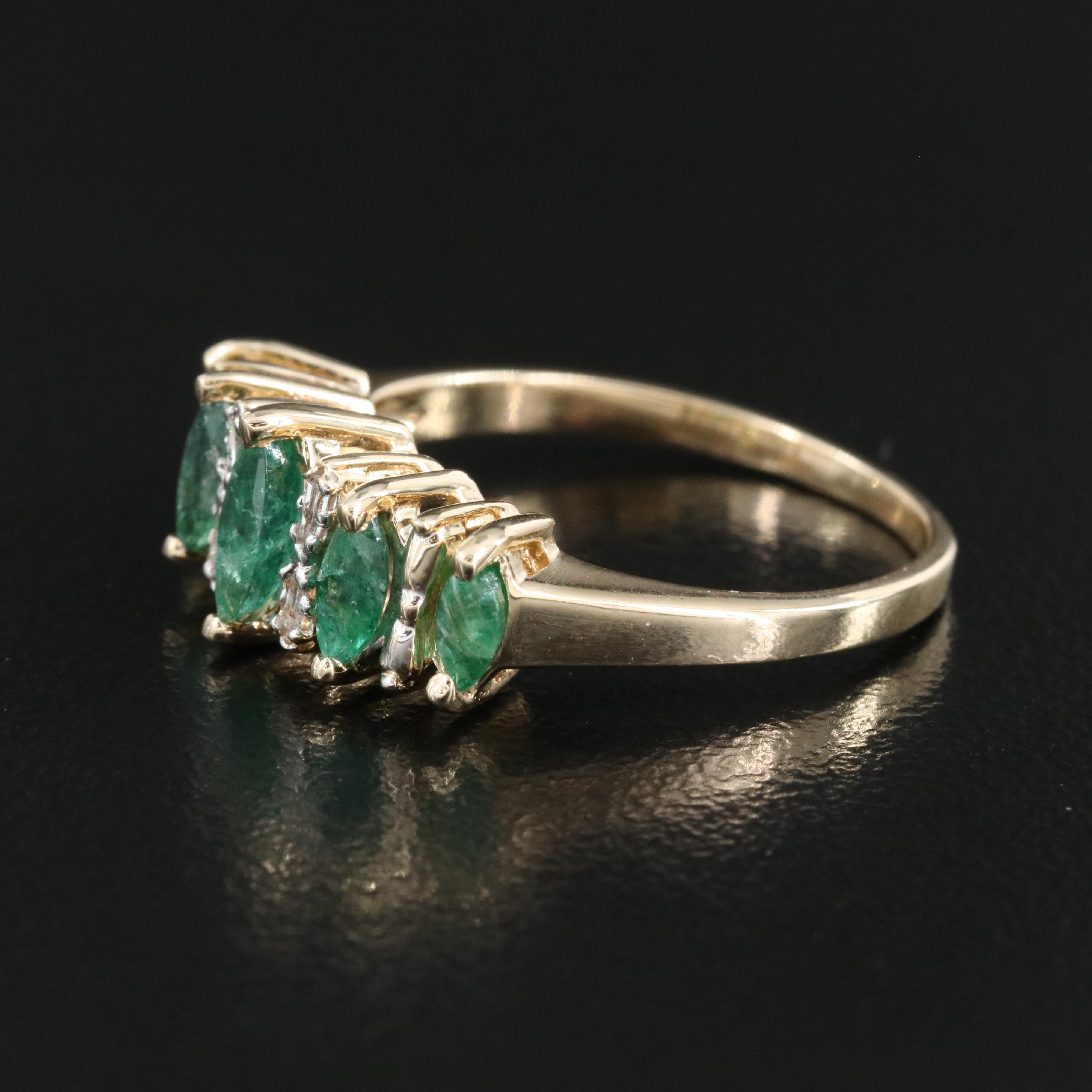 10K Emerald and Diamond Ring