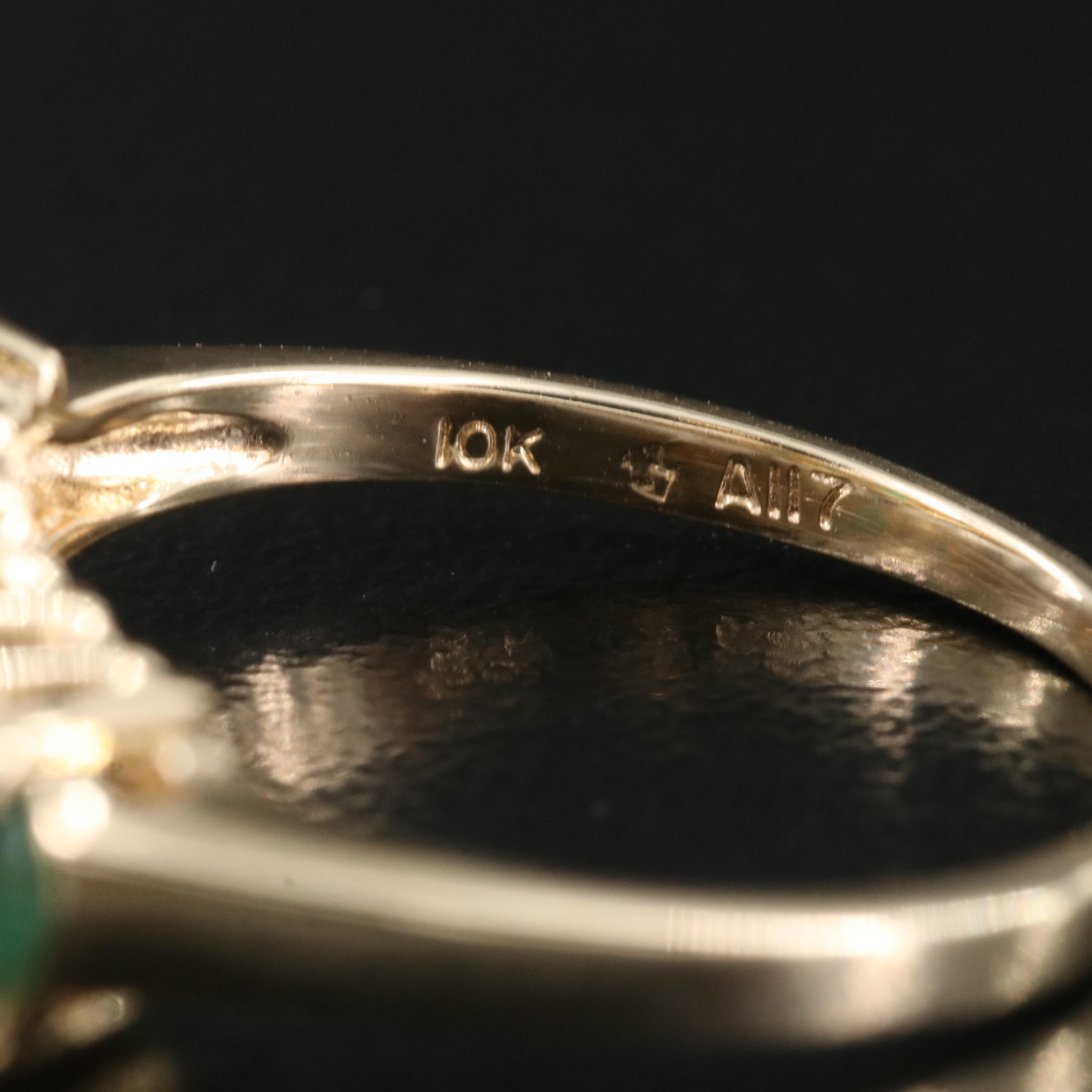 10K Emerald and Diamond Ring