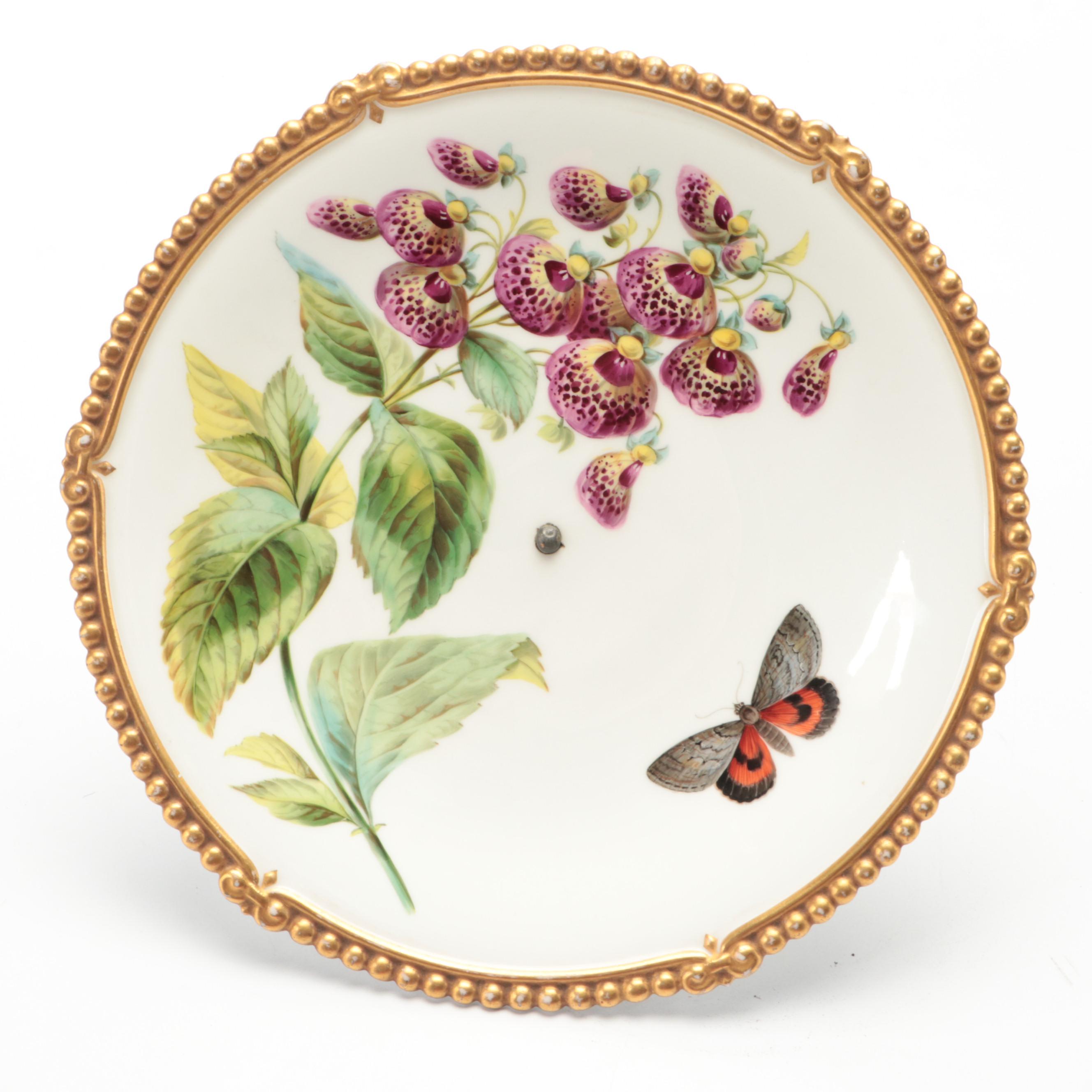 English Neoclassical Style Hand-Painted Porcelain Tazza, 1870