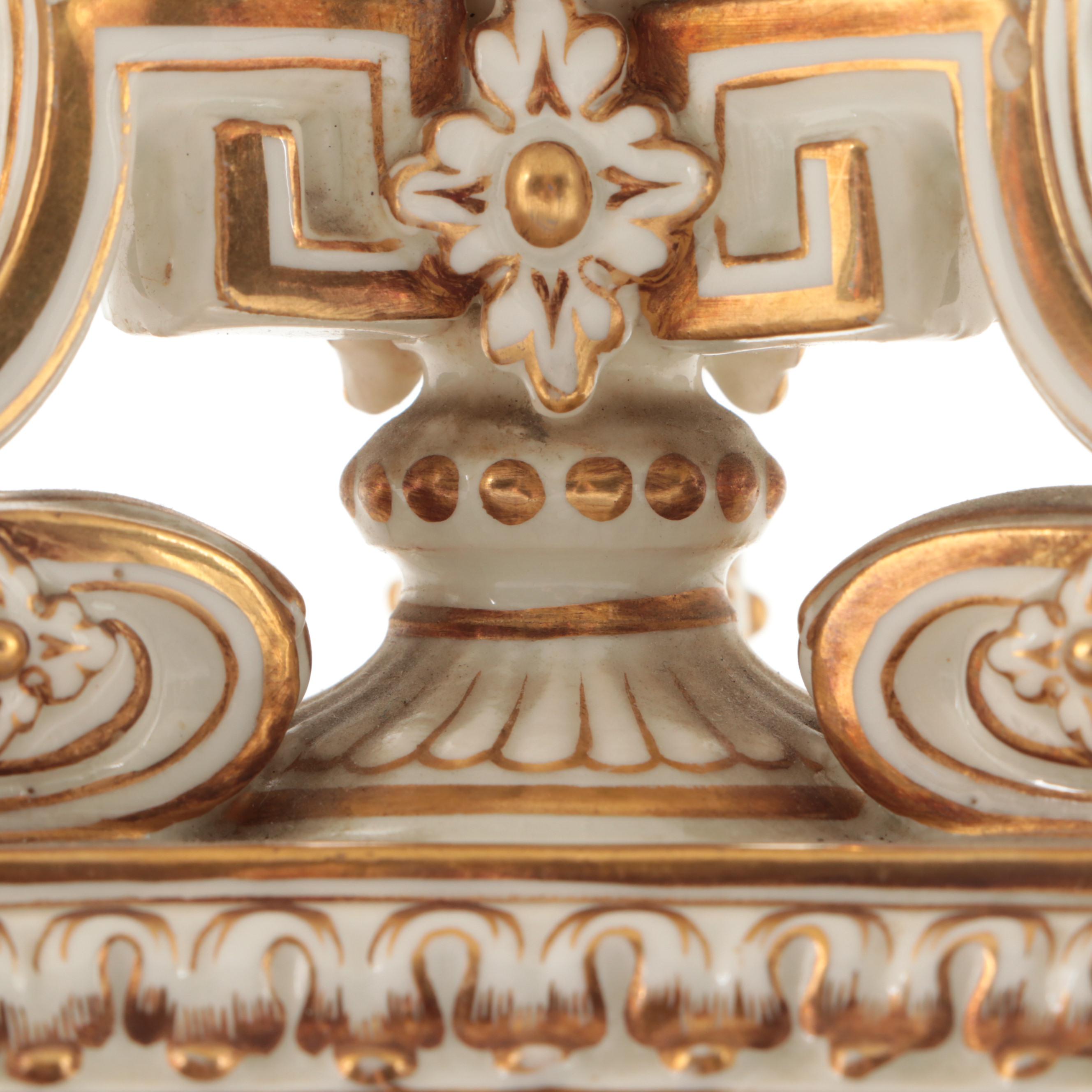 English Neoclassical Style Hand-Painted Porcelain Tazza, 1870