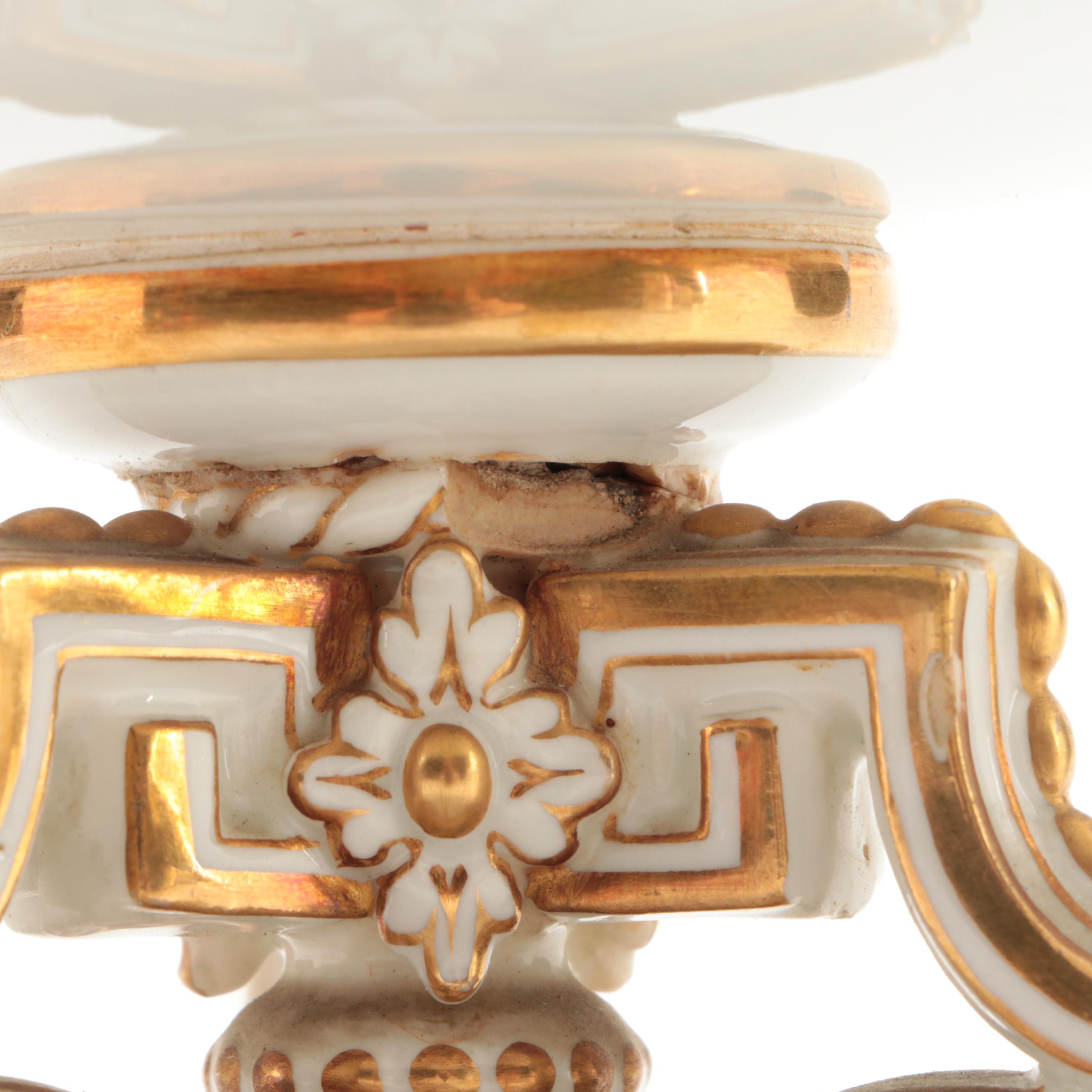 English Neoclassical Style Hand-Painted Porcelain Tazza, 1870