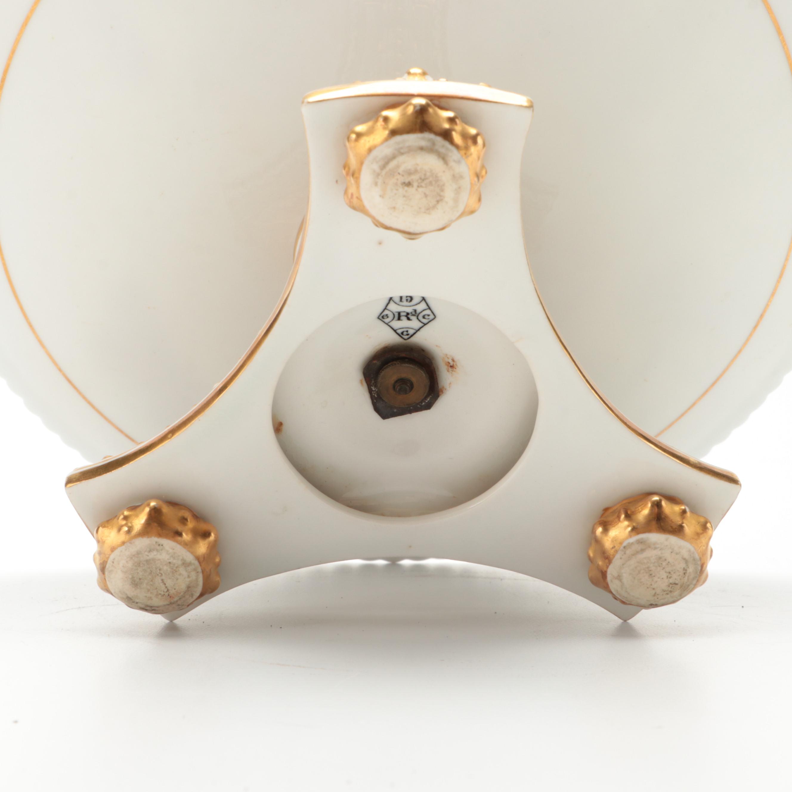 English Neoclassical Style Hand-Painted Porcelain Tazza, 1870