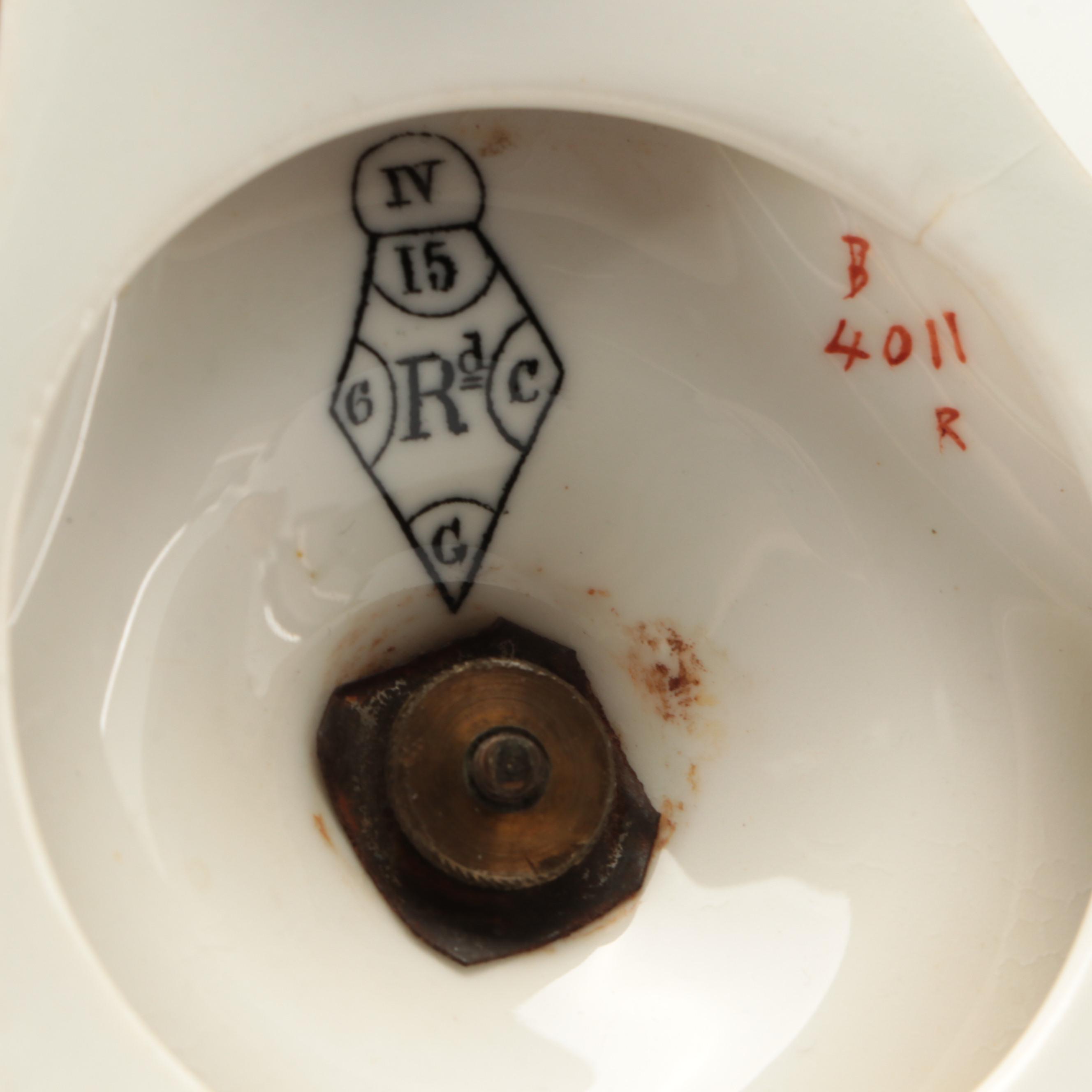 English Neoclassical Style Hand-Painted Porcelain Tazza, 1870