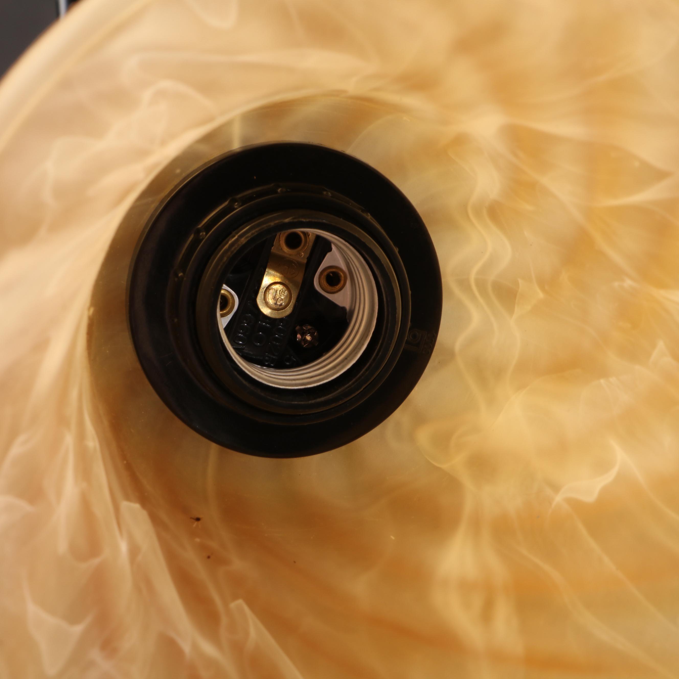 Amber Glass and Metal Torchiere Floor Lamp