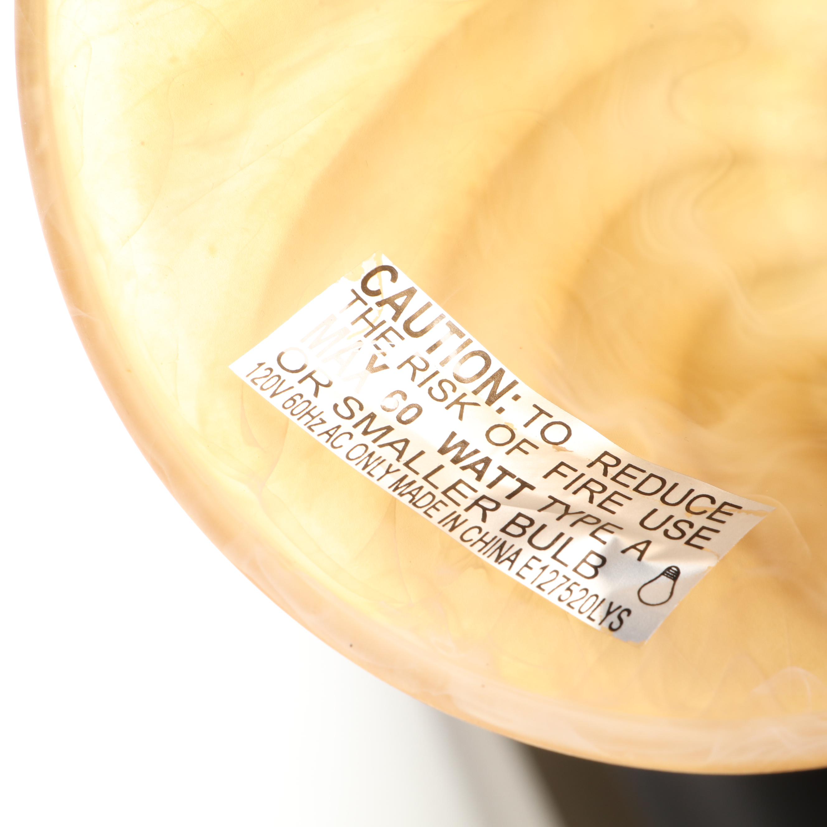 Amber Glass and Metal Torchiere Floor Lamp