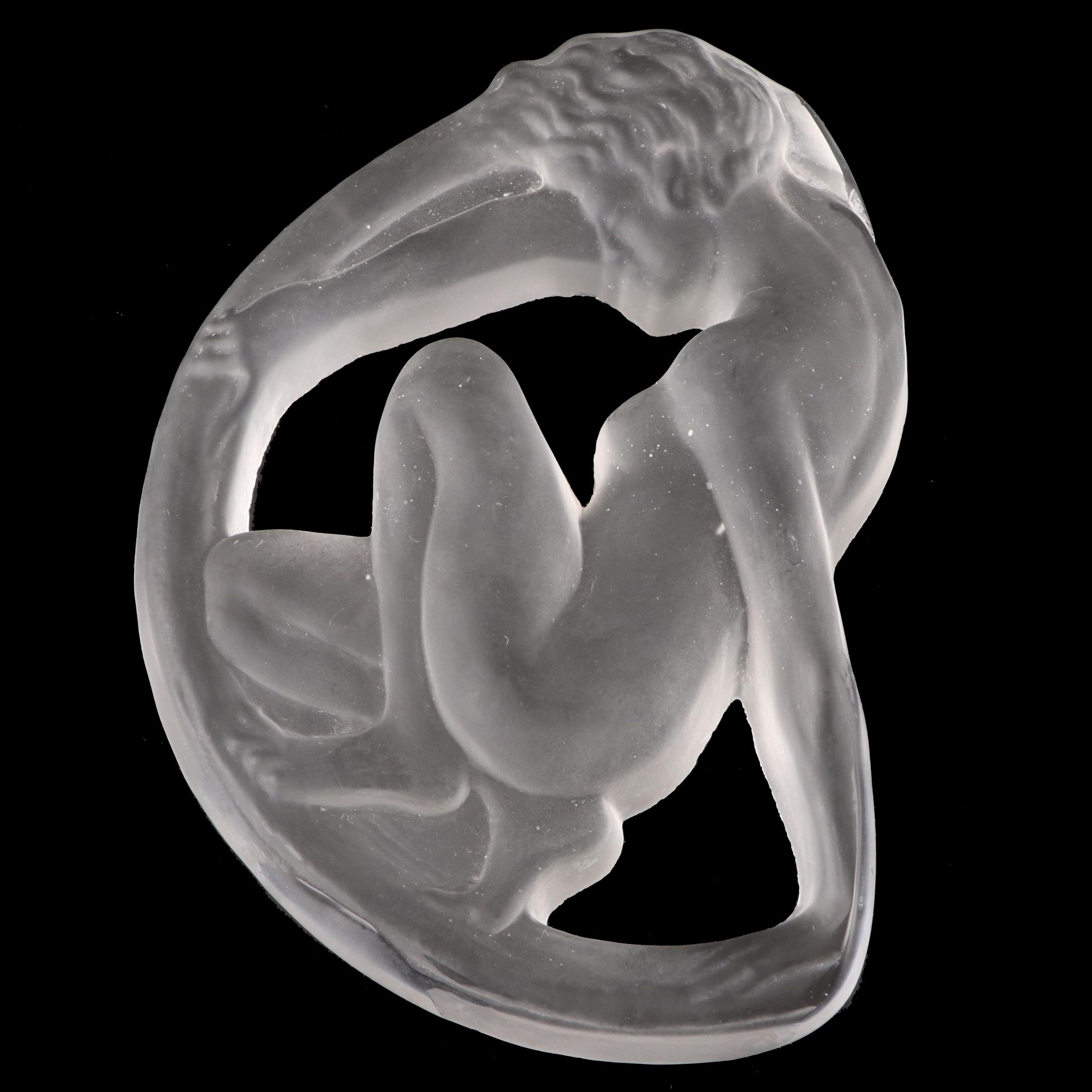 Art Nouveau Frosted Glass Paperweight