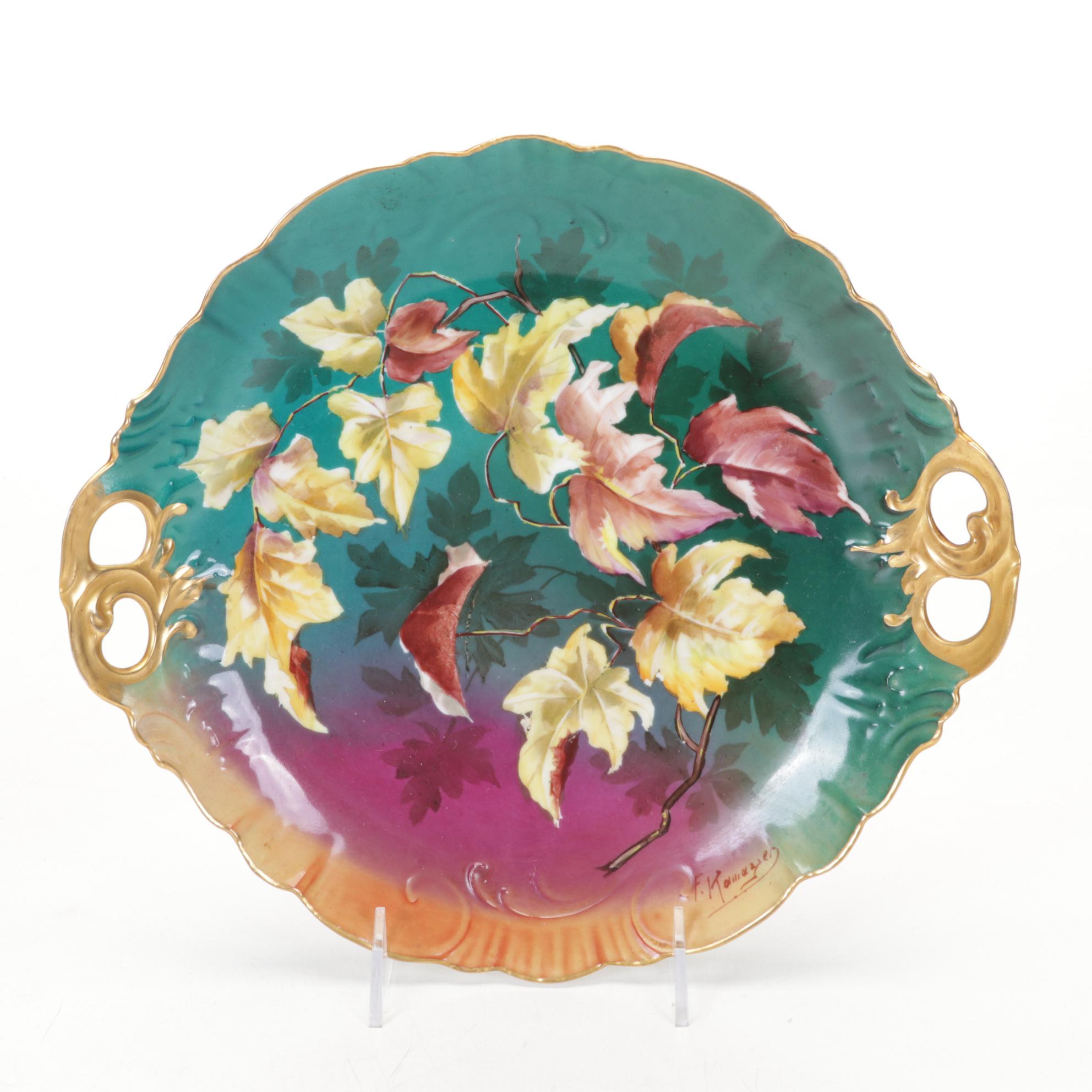 Limoges Hand-Painted Porcelain Platter with Other Wall Pocket and Tableware