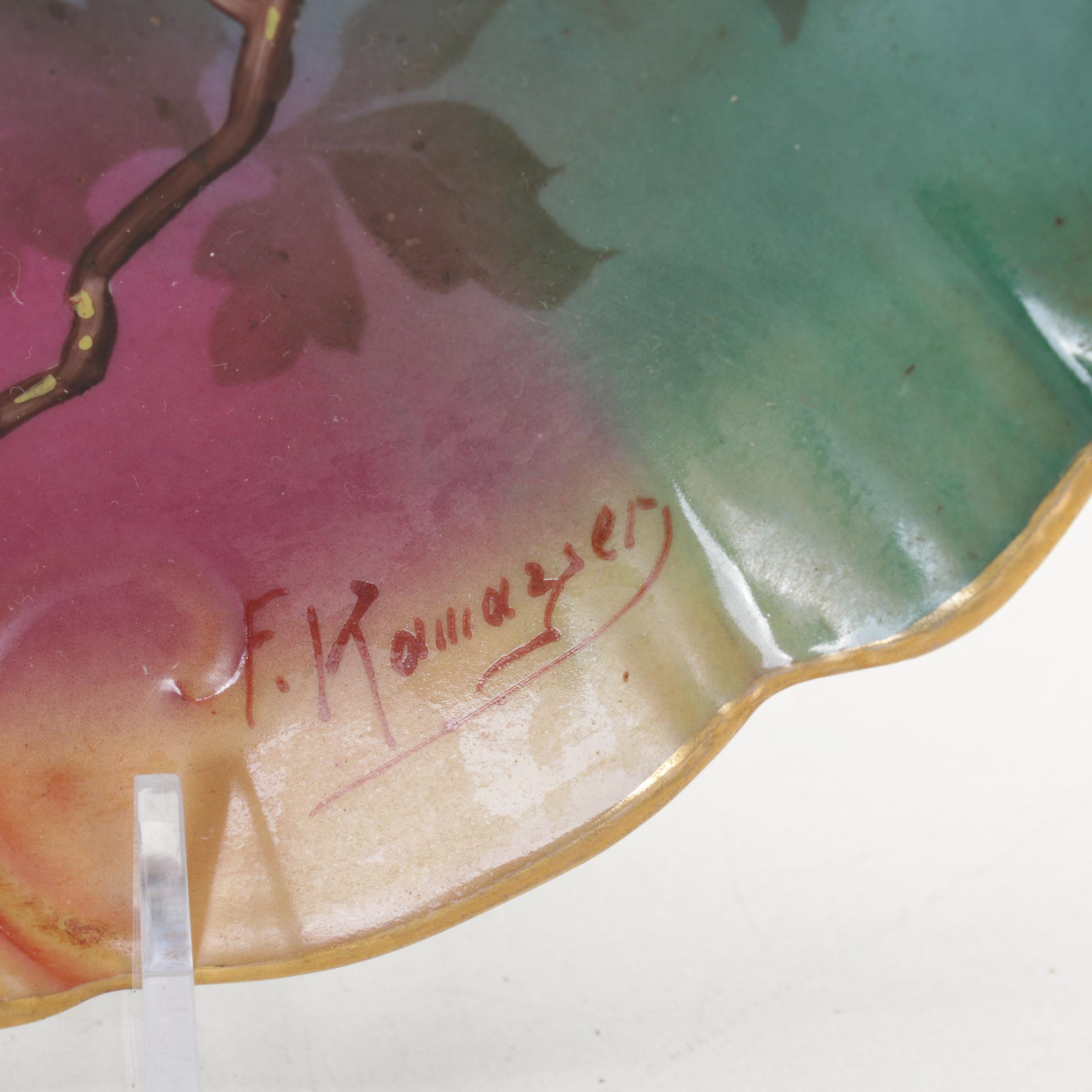 Limoges Hand-Painted Porcelain Platter with Other Wall Pocket and Tableware