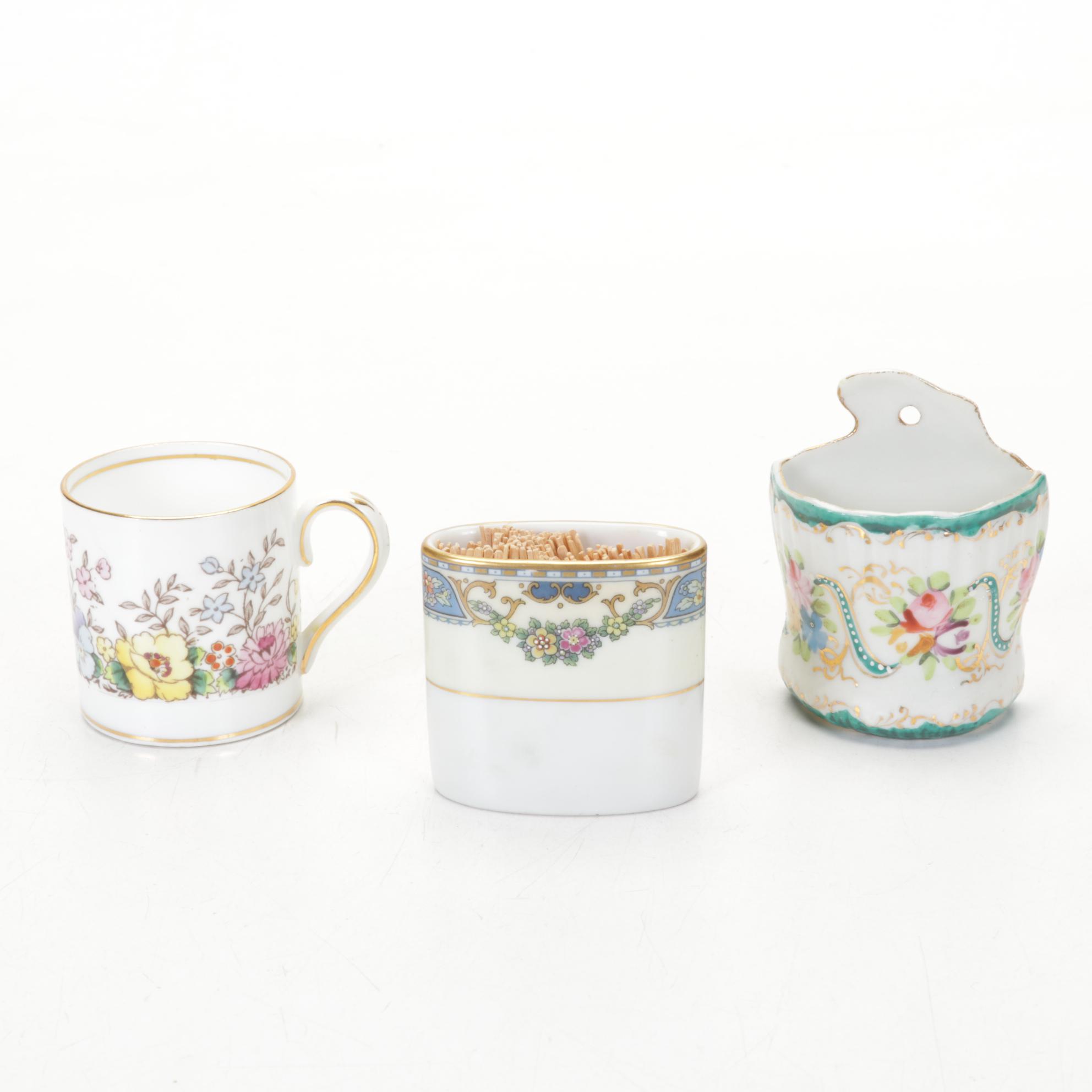 Limoges Hand-Painted Porcelain Platter with Other Wall Pocket and Tableware