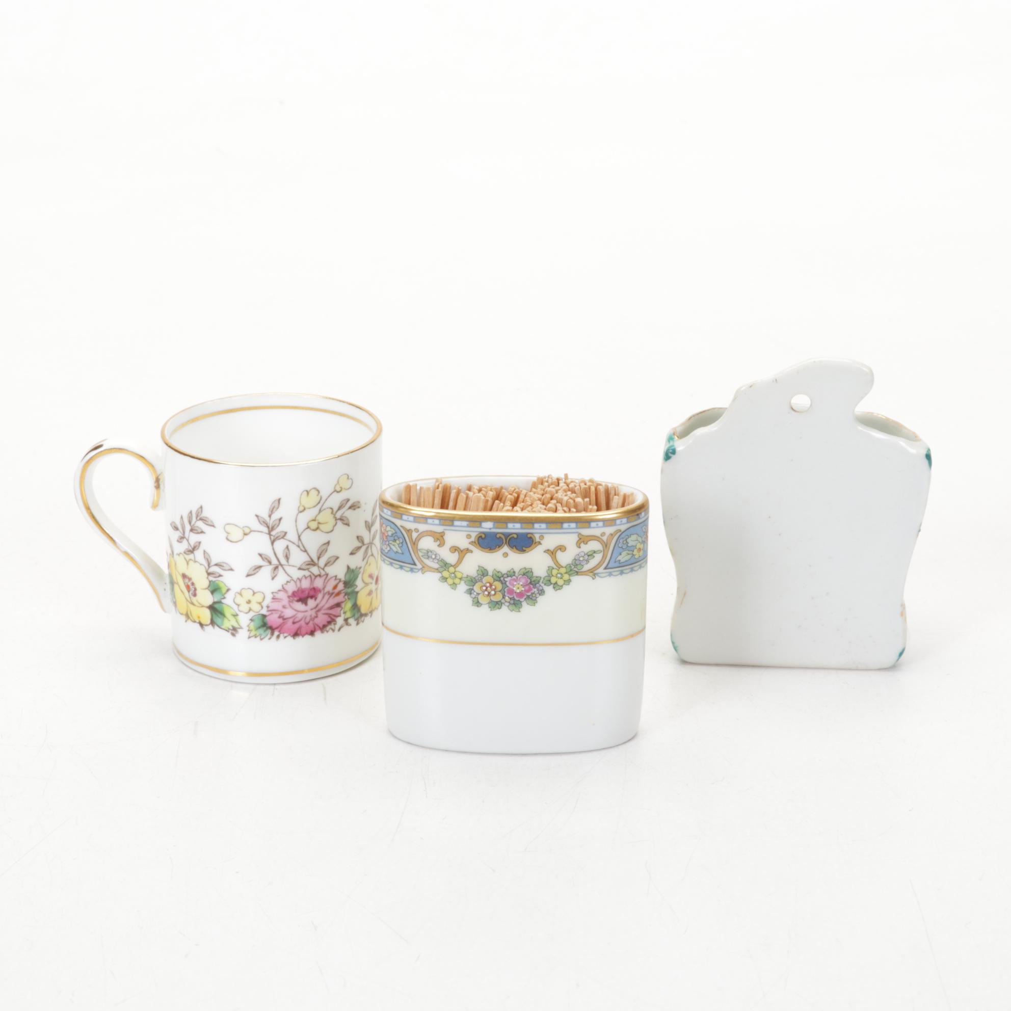 Limoges Hand-Painted Porcelain Platter with Other Wall Pocket and Tableware