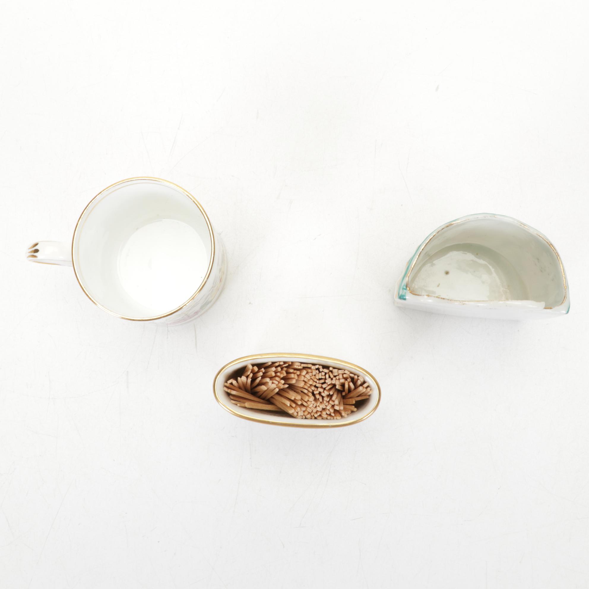 Limoges Hand-Painted Porcelain Platter with Other Wall Pocket and Tableware