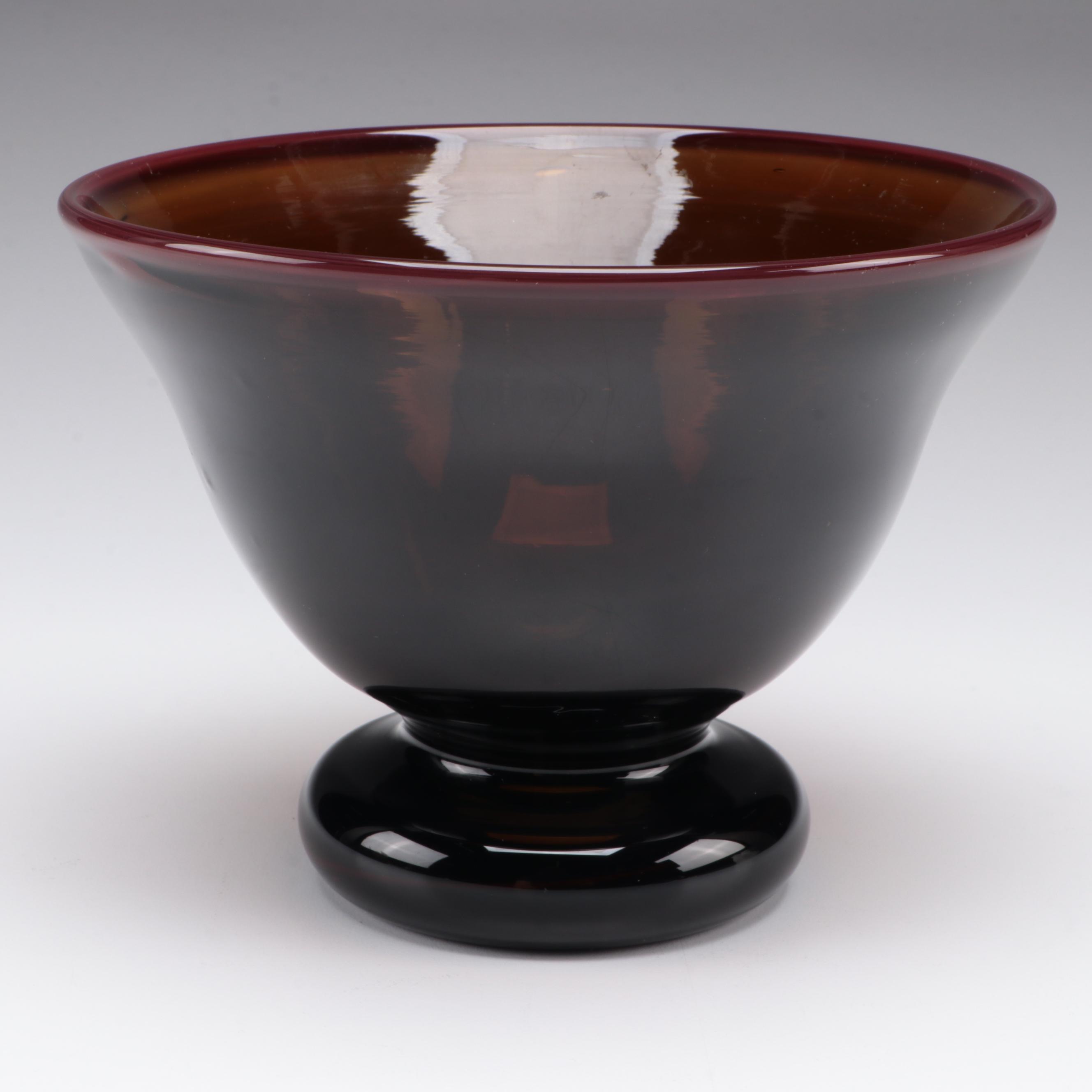 Dominick Labino Handblown Art Glass Footed Bowl, 1966