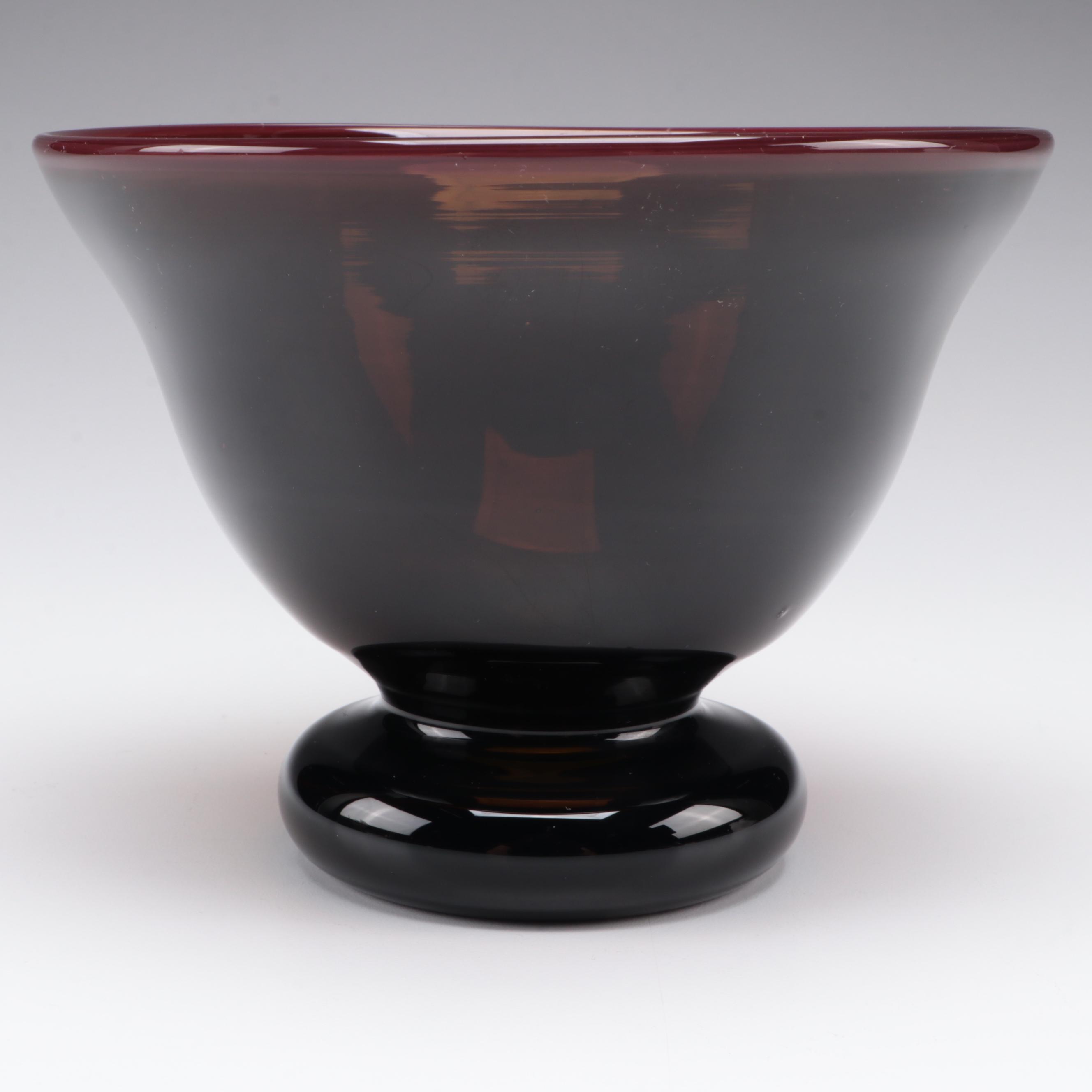 Dominick Labino Handblown Art Glass Footed Bowl, 1966