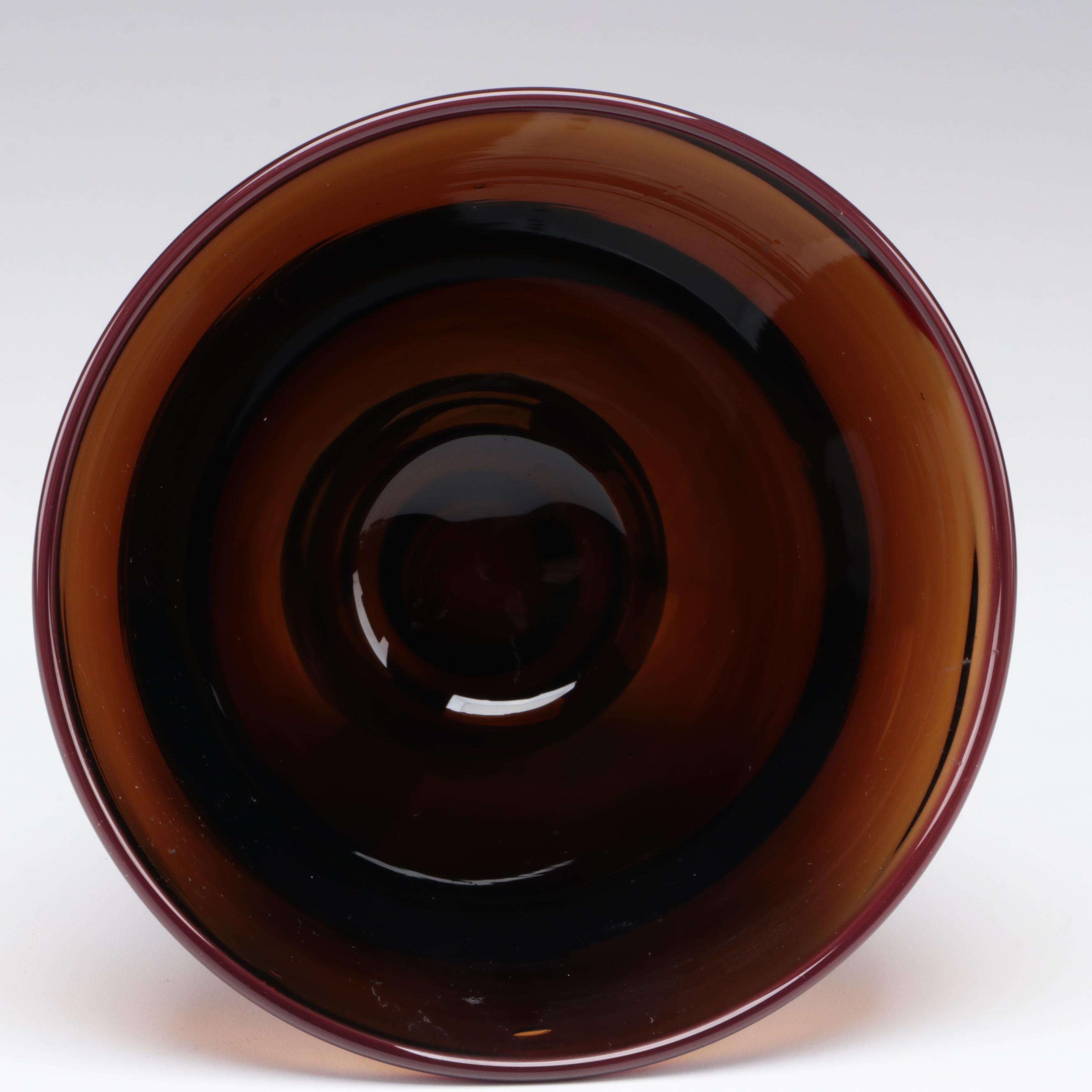 Dominick Labino Handblown Art Glass Footed Bowl, 1966
