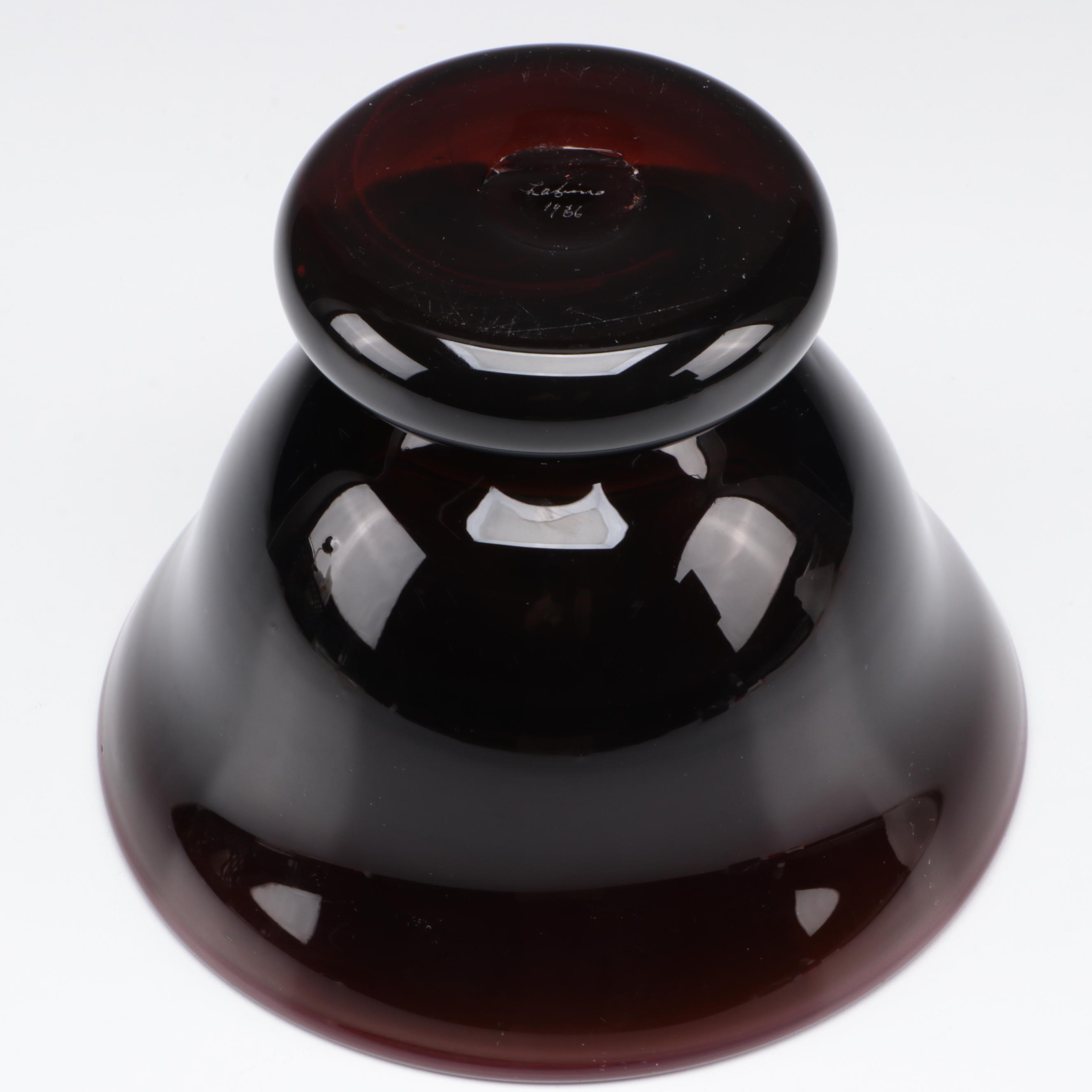 Dominick Labino Handblown Art Glass Footed Bowl, 1966