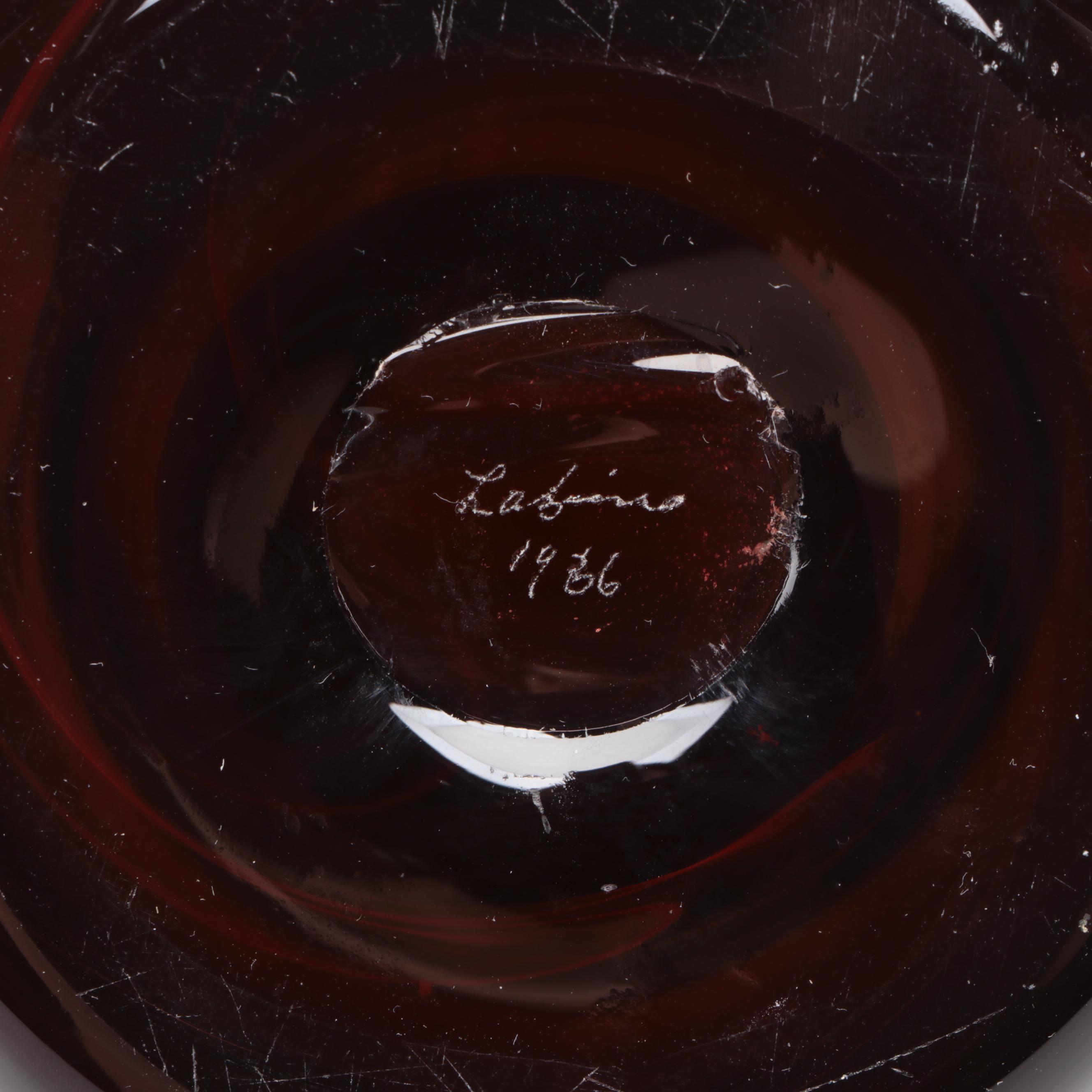 Dominick Labino Handblown Art Glass Footed Bowl, 1966