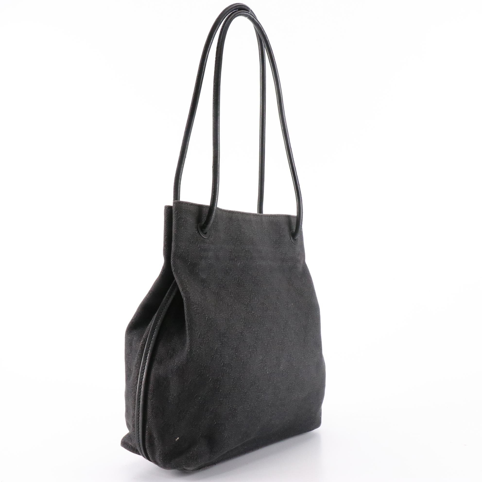 Gucci Gifford Tote Bag in GG Denim and Black Leather