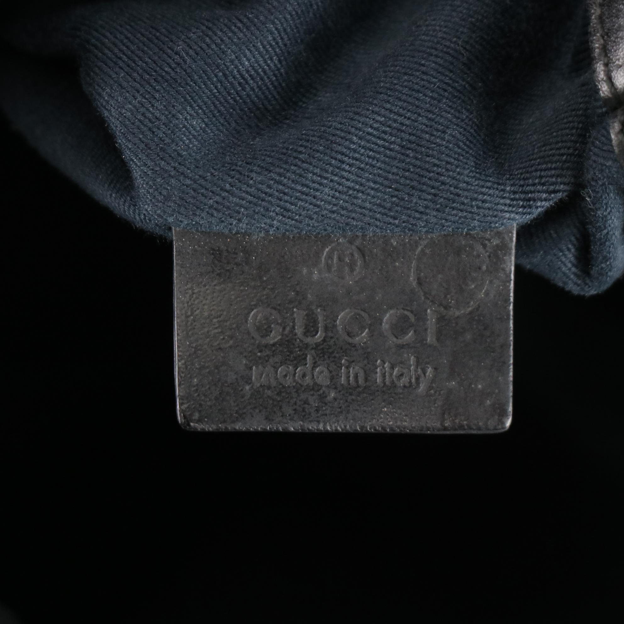Gucci Gifford Tote Bag in GG Denim and Black Leather