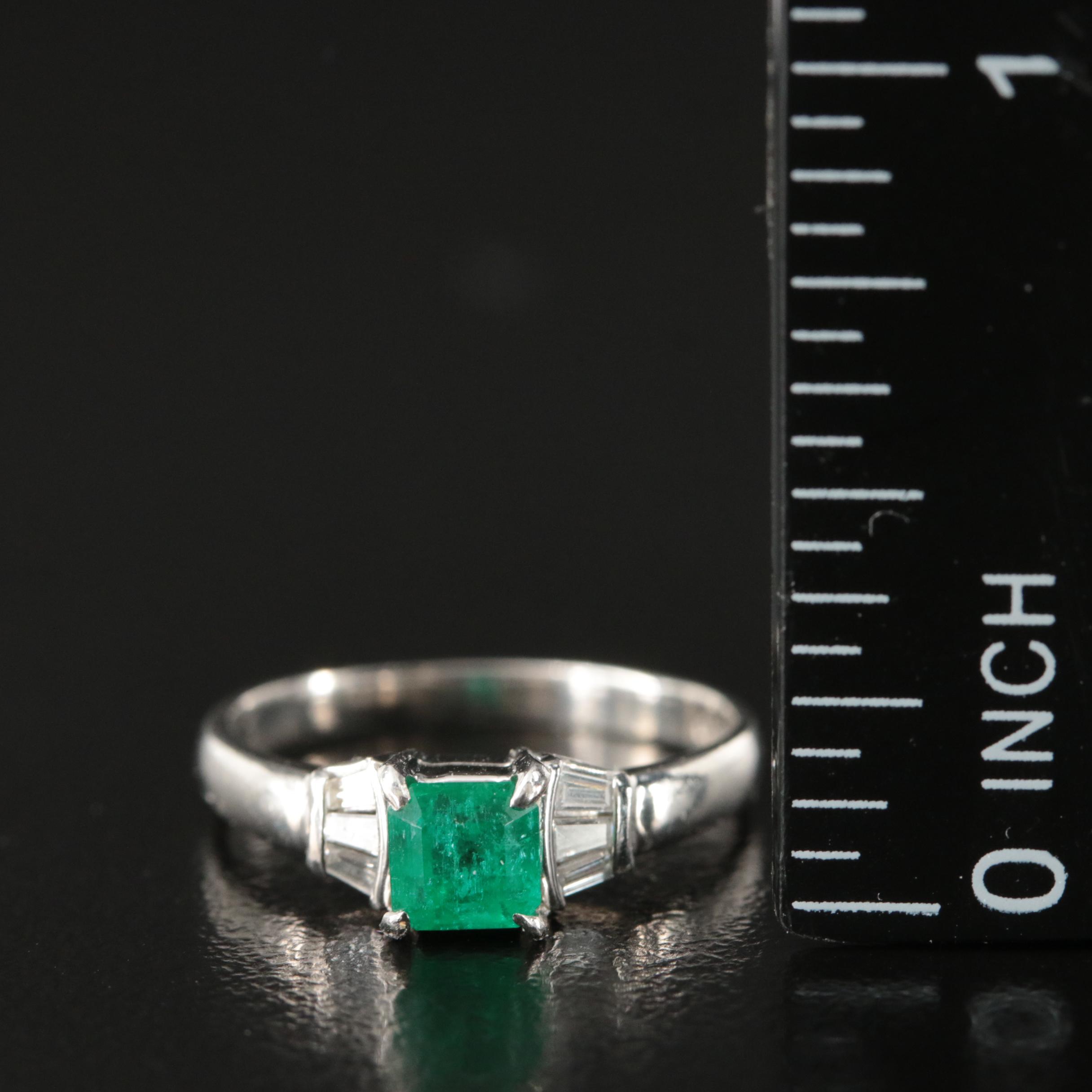 Platinum Emerald and Diamond Ring