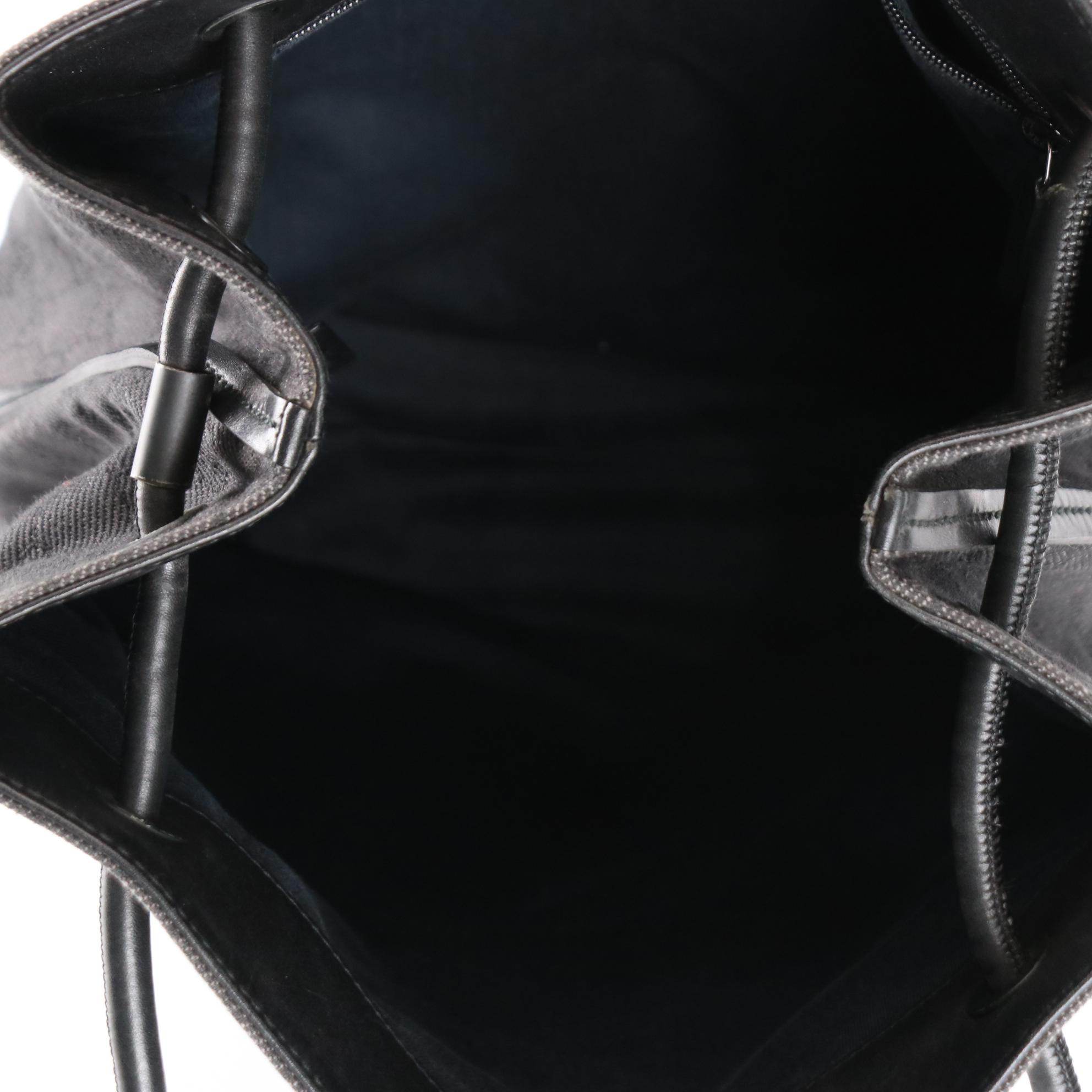 Gucci Gifford Tote Bag in GG Denim and Black Leather