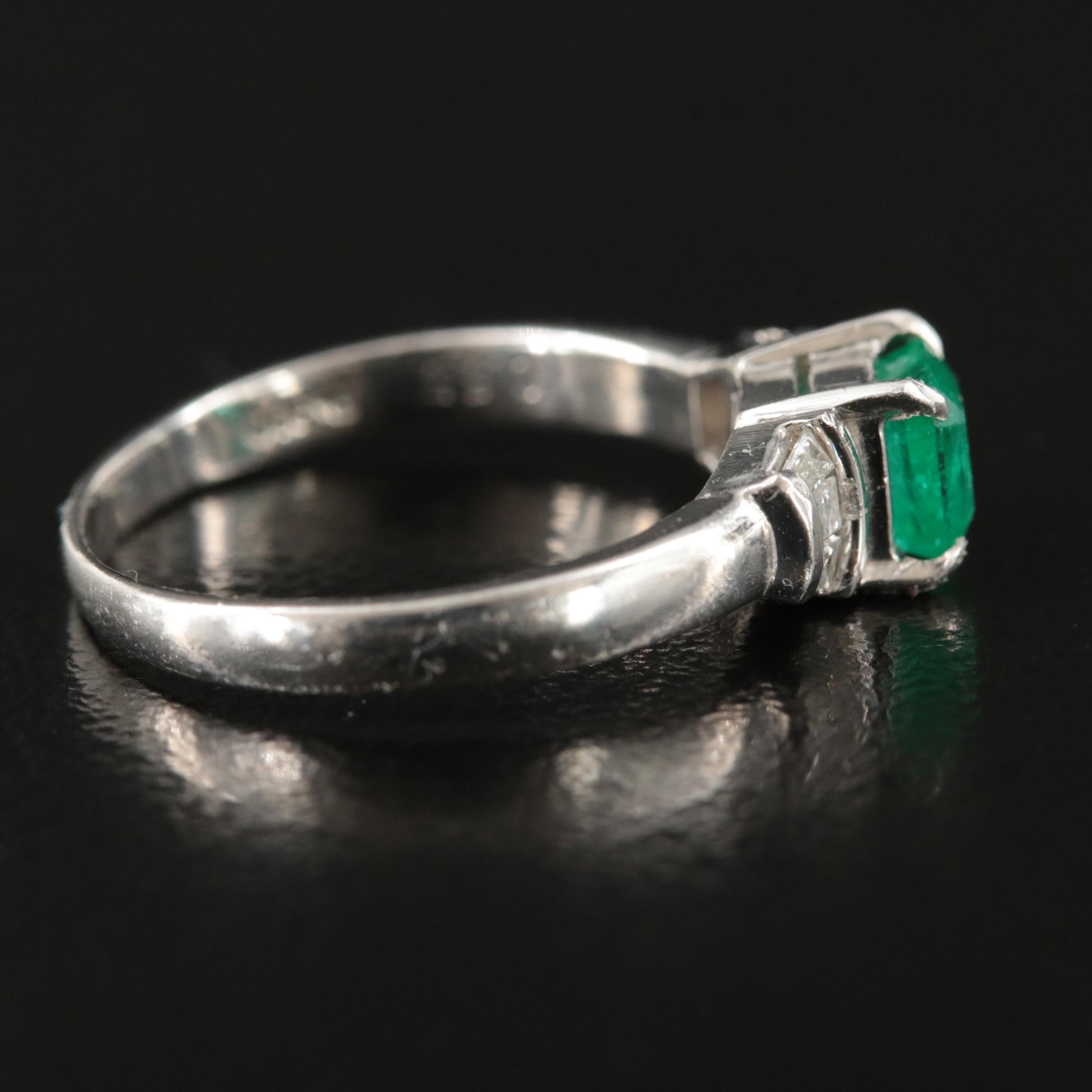 Platinum Emerald and Diamond Ring