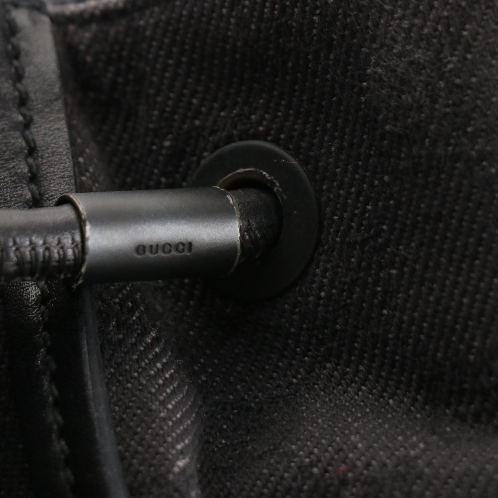 Gucci Gifford Tote Bag in GG Denim and Black Leather