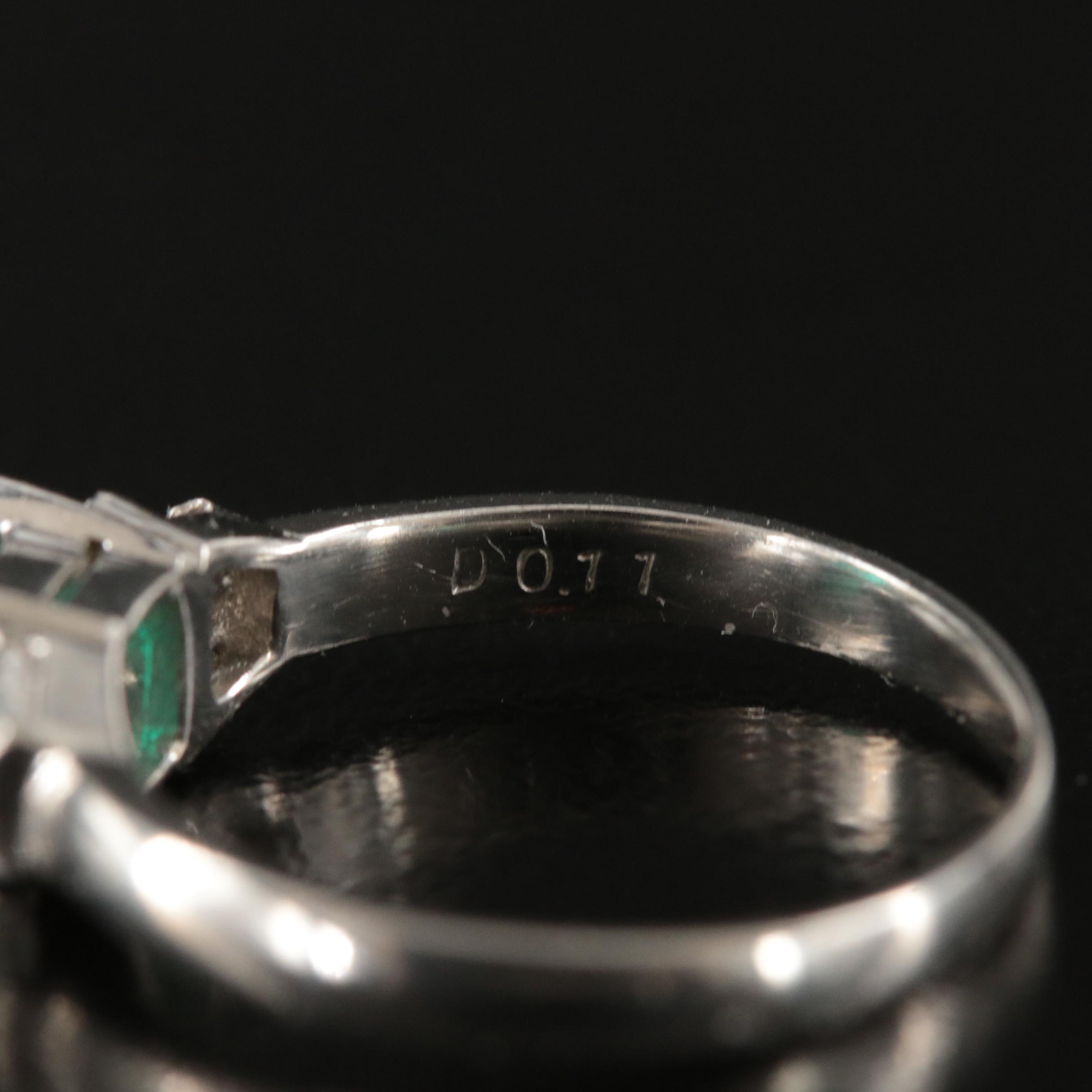 Platinum Emerald and Diamond Ring