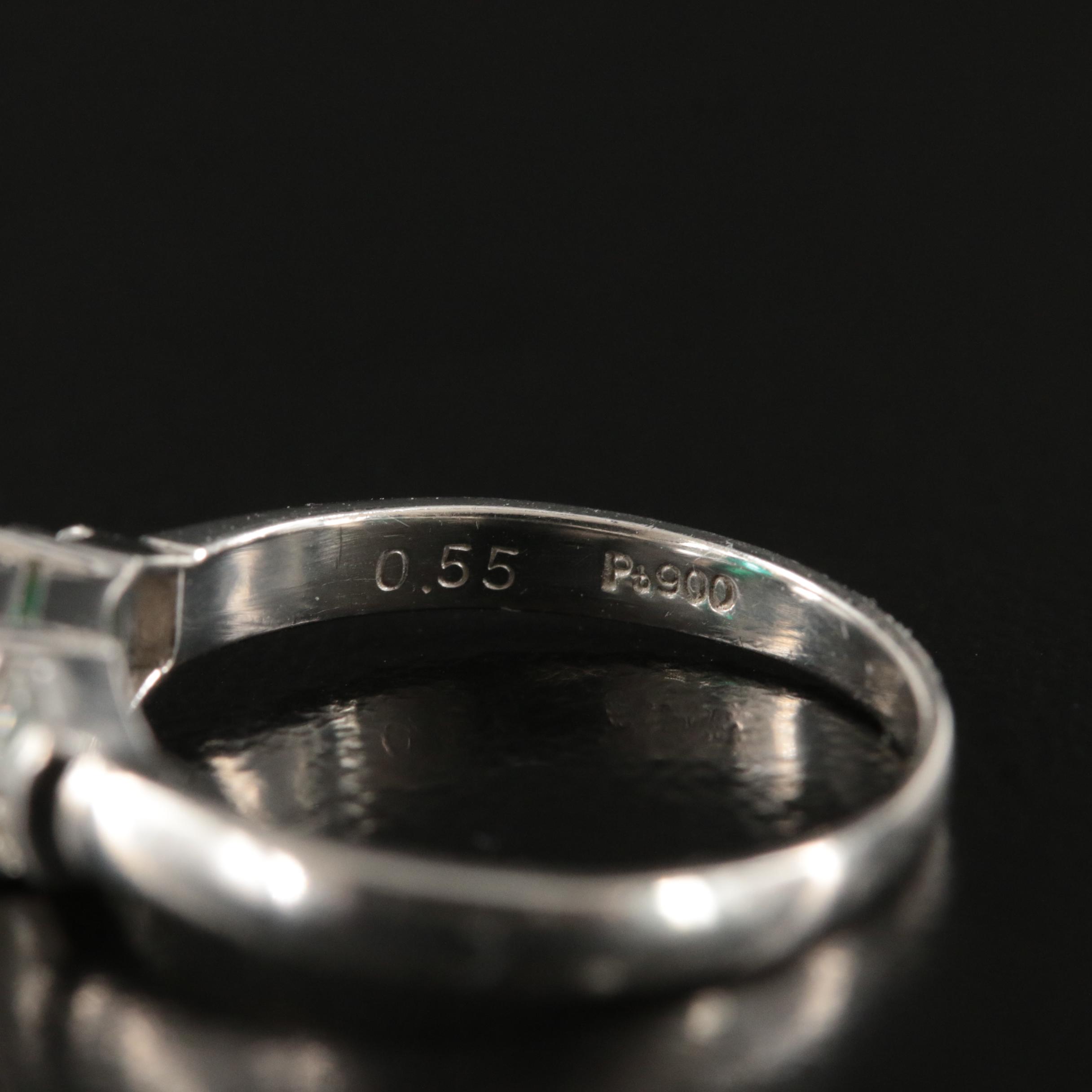 Platinum Emerald and Diamond Ring