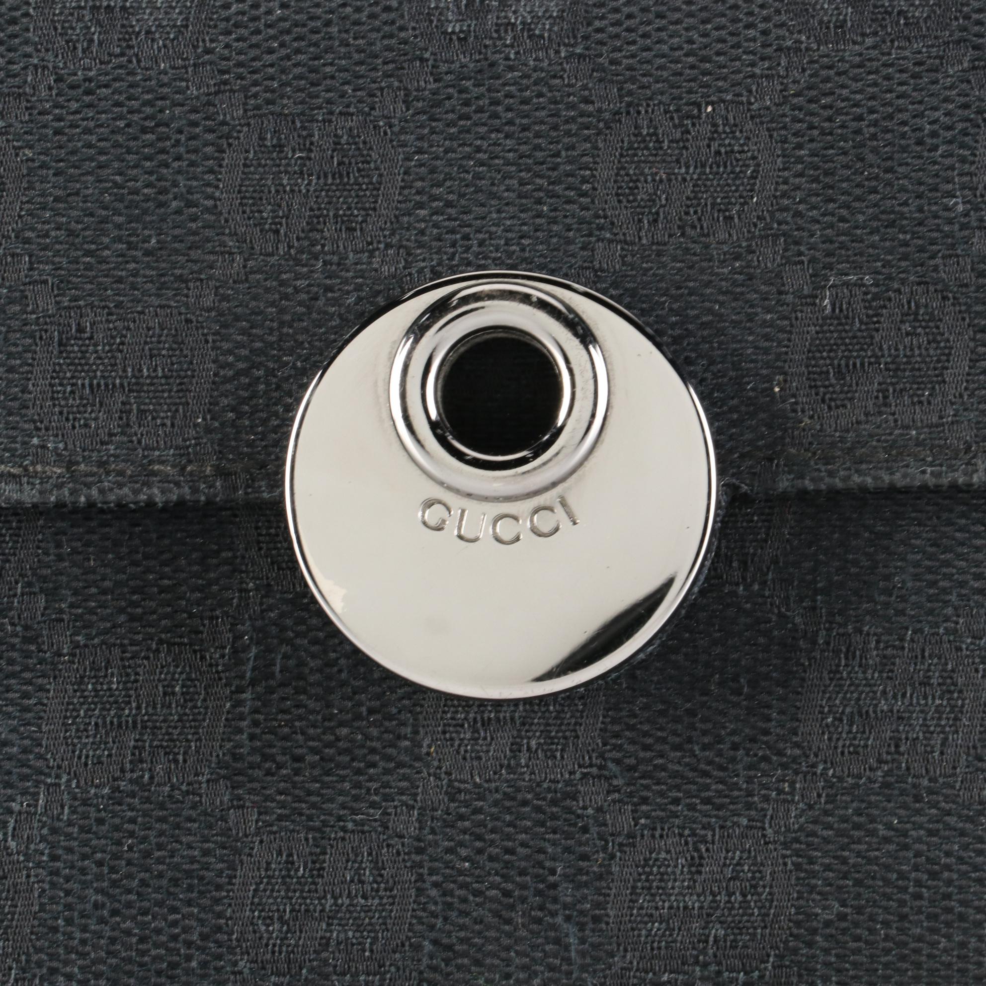 Gucci Eclipse Compact Wallet in Black GG Canvas and Cinghiale Leather