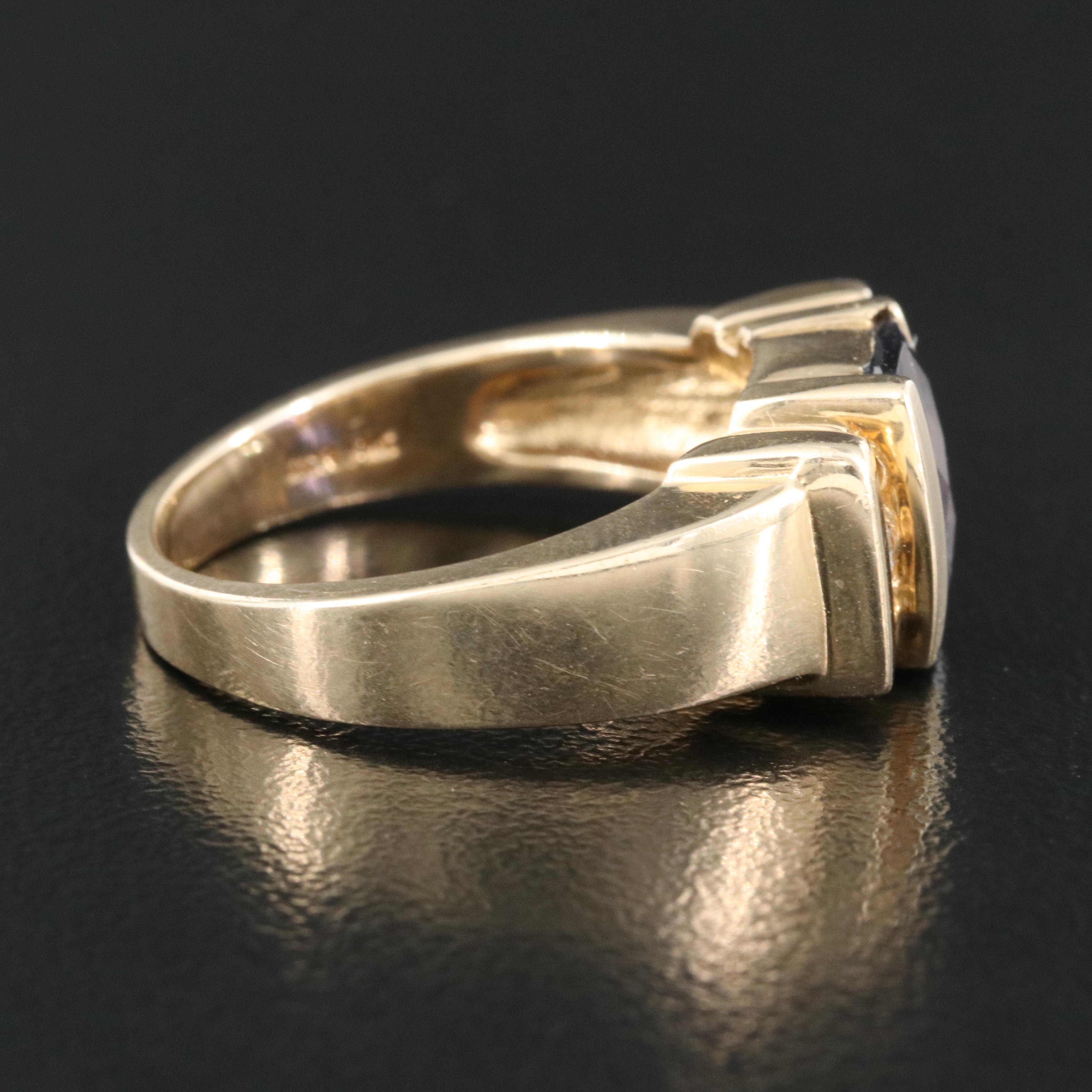 14K Iolite and Diamond Ring