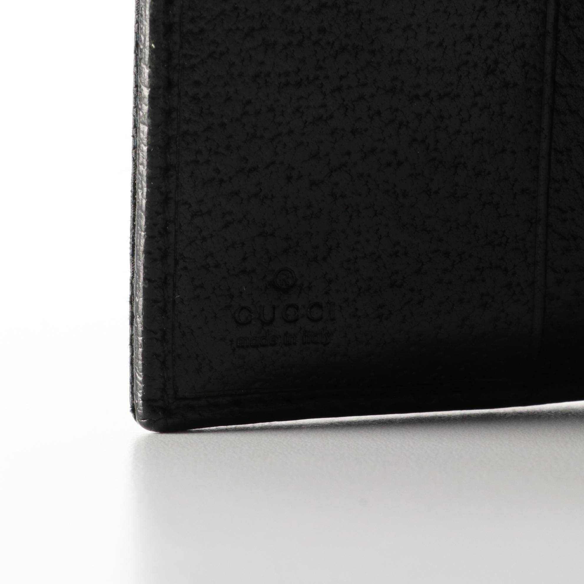 Gucci Eclipse Compact Wallet in Black GG Canvas and Cinghiale Leather