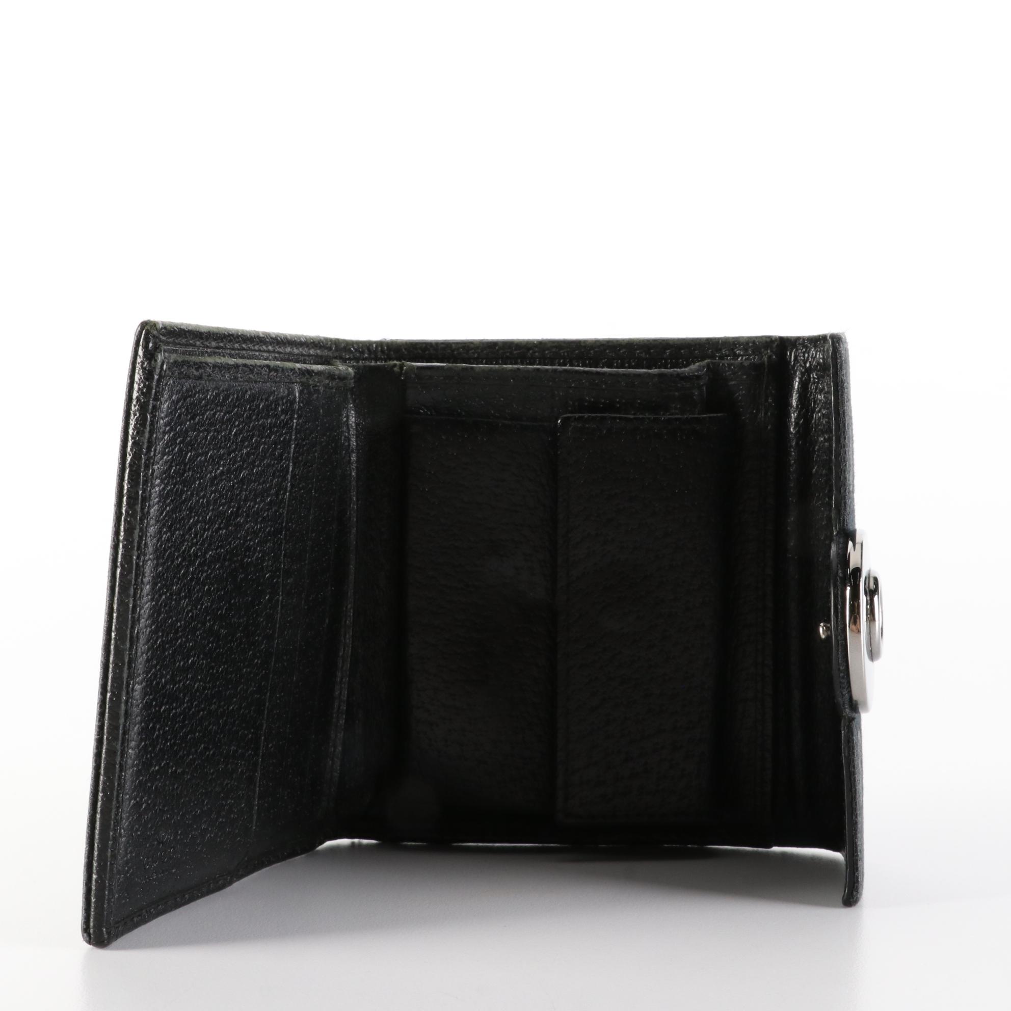 Gucci Eclipse Compact Wallet in Black GG Canvas and Cinghiale Leather