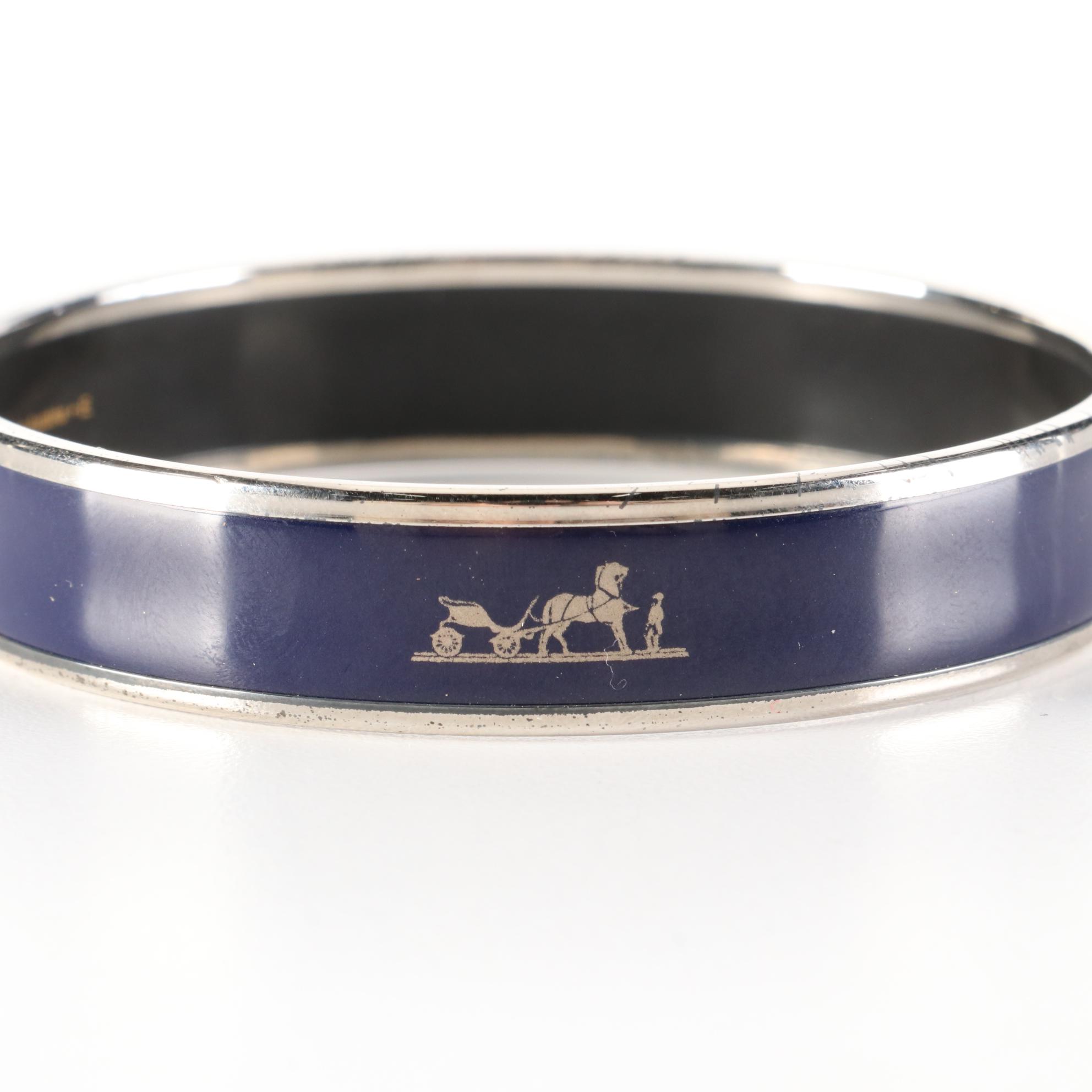 Hermès Blue Enamel Bangle Bracelet