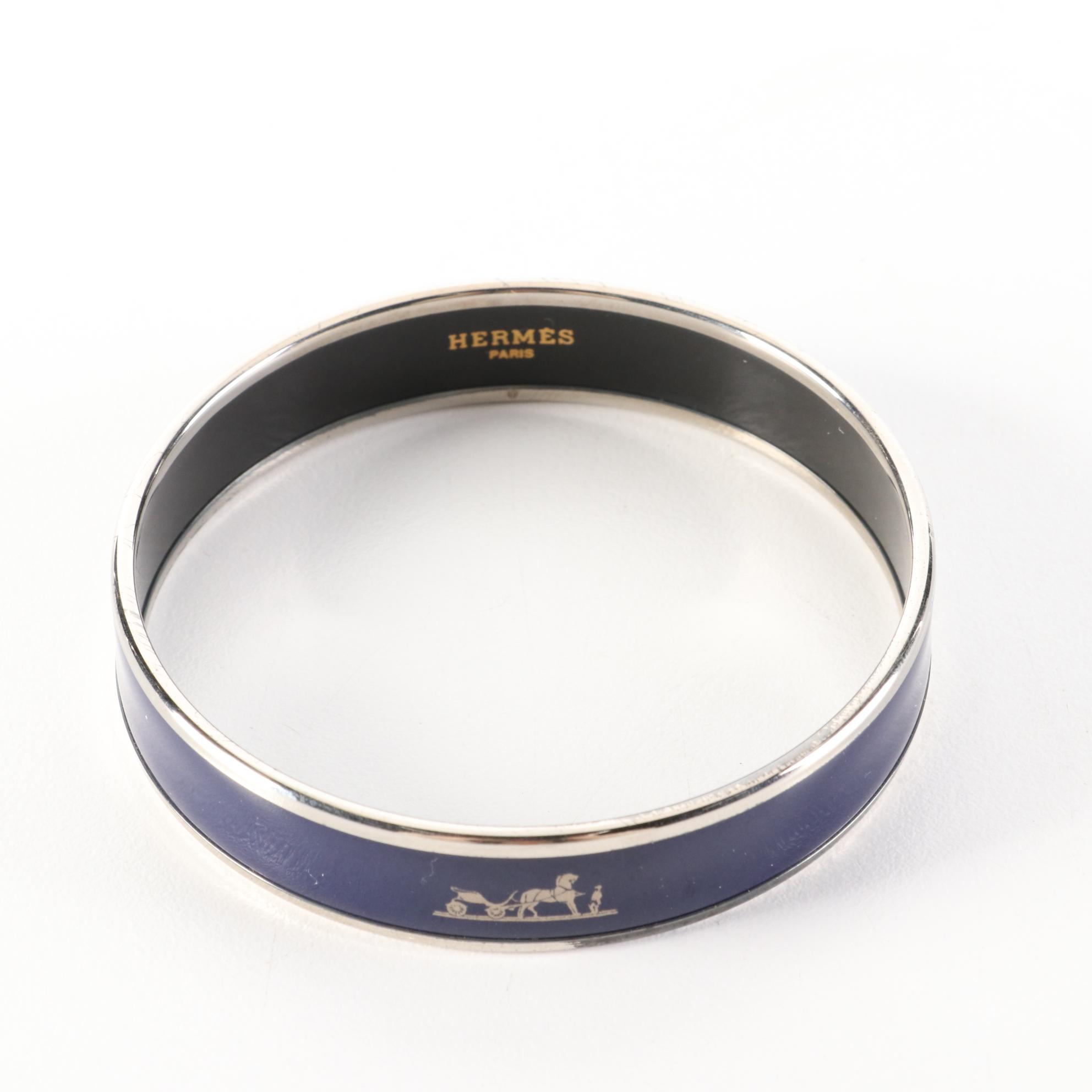 Hermès Blue Enamel Bangle Bracelet