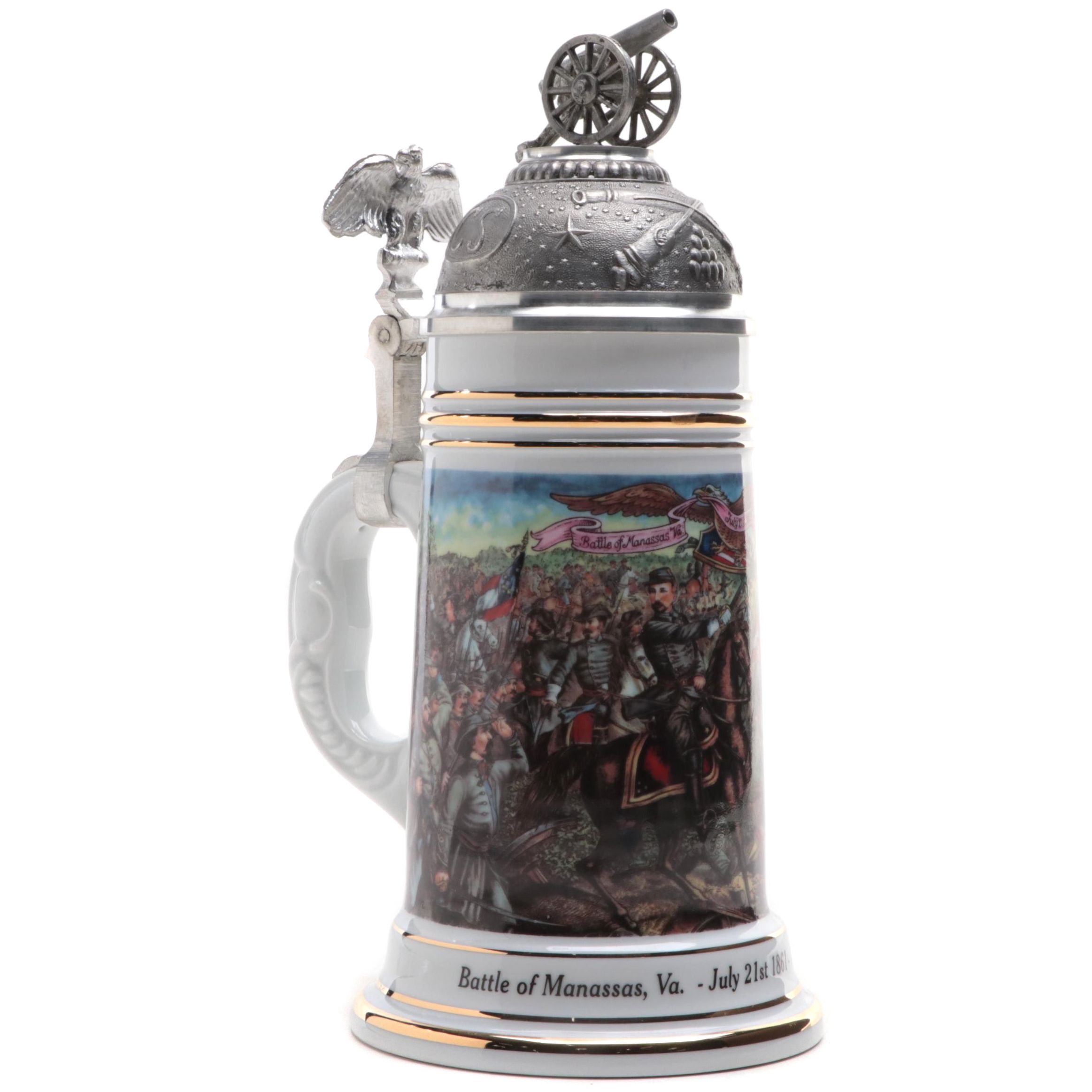 German Porcelain Battle of Bull Run Beer Stein